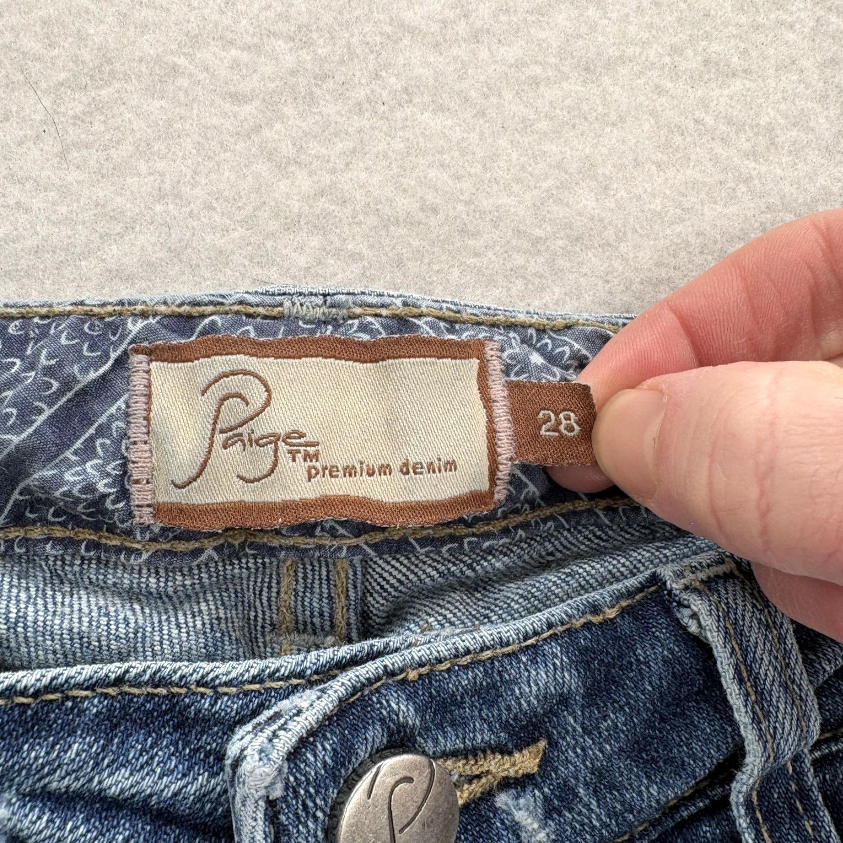 Paige Paige Laurel Canyon Bootcut Jeans Womens 28 Blue Low Rise Stretch Embroidered Size 28" / US 6 / IT 42 - 4 Thumbnail