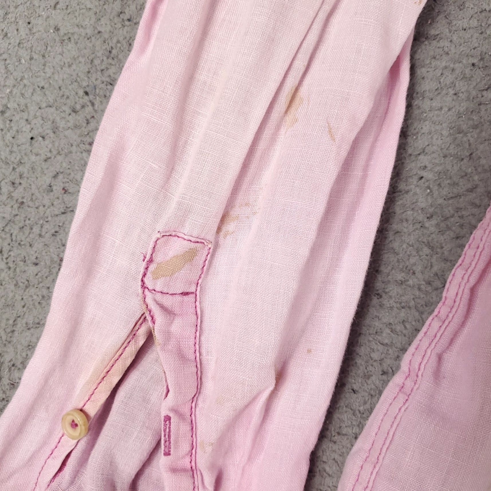 Tommy Bahama VINTAGE Tommy Bahama Shirt Mens XLT Pink Linen Button-Up Long Sleeve STAINED Size US XL / EU 56 / 4 - 5 Thumbnail