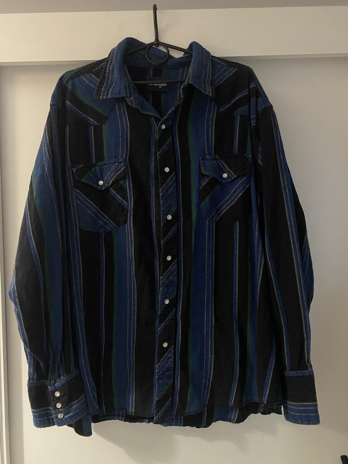 Wrangler Wrangler Brushpopper Pearl Snap Button Striped Western Shirt Size US XXL / EU 58 / 5 - 3 Thumbnail