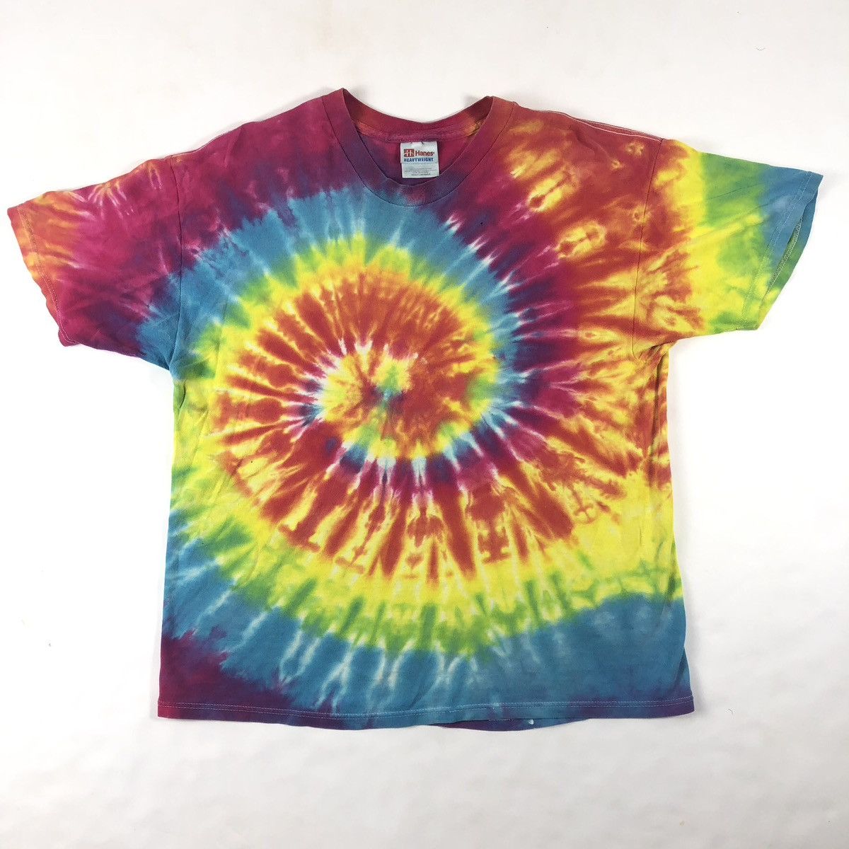 Hanes Vintage 90s Y2K Tie Dye Psychedelic Blank Hippie T-Shirt Size US S / EU 44-46 / 1 - 8 Thumbnail