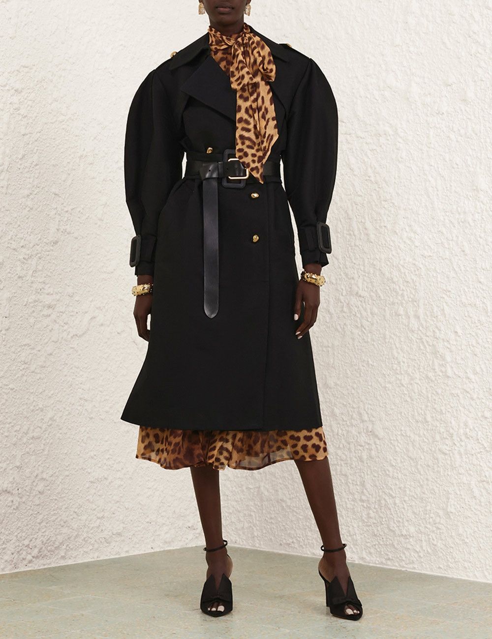 Zimmermann oc11z0925 Crush Tie Neck Midi Dress in Leopard Size S / US 4 / IT 40 - 5 Thumbnail