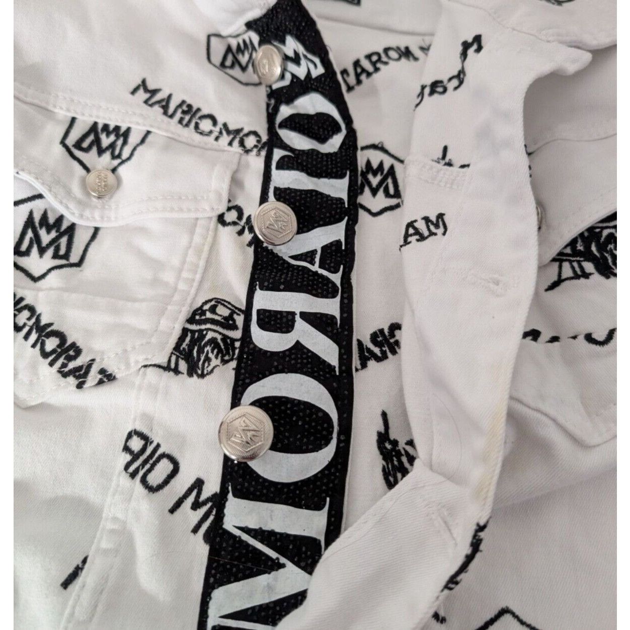 Designer Mario Morato Embroidered Denim Jacket Mens Size XL White Ski Size US XL / EU 56 / 4 - 3 Thumbnail