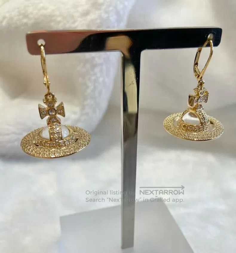 Vivienne Westwood Vivienne Westwood Saturn Orb Full Diamond Medium Earrings Size ONE SIZE - 1 Thumbnail