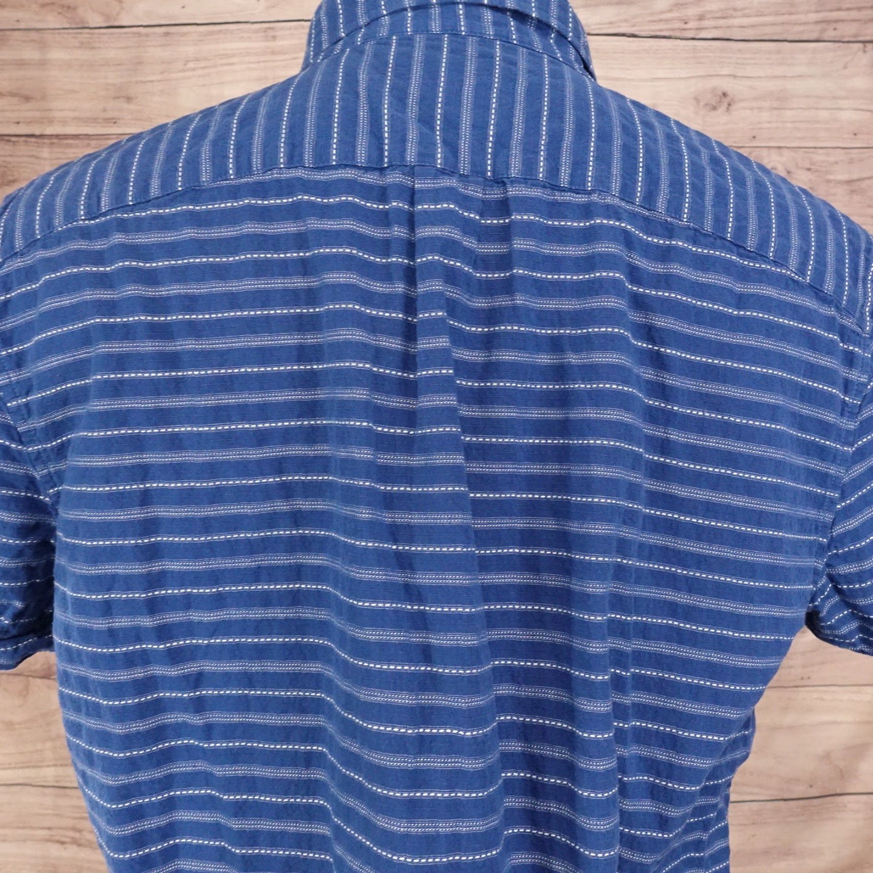 American Eagle Outfitters AMERICAN EAGLE Button-Up Shirt Blue Striped Short Sleeve Mens L Large Size US L / EU 52-54 / 3 - 5 Thumbnail