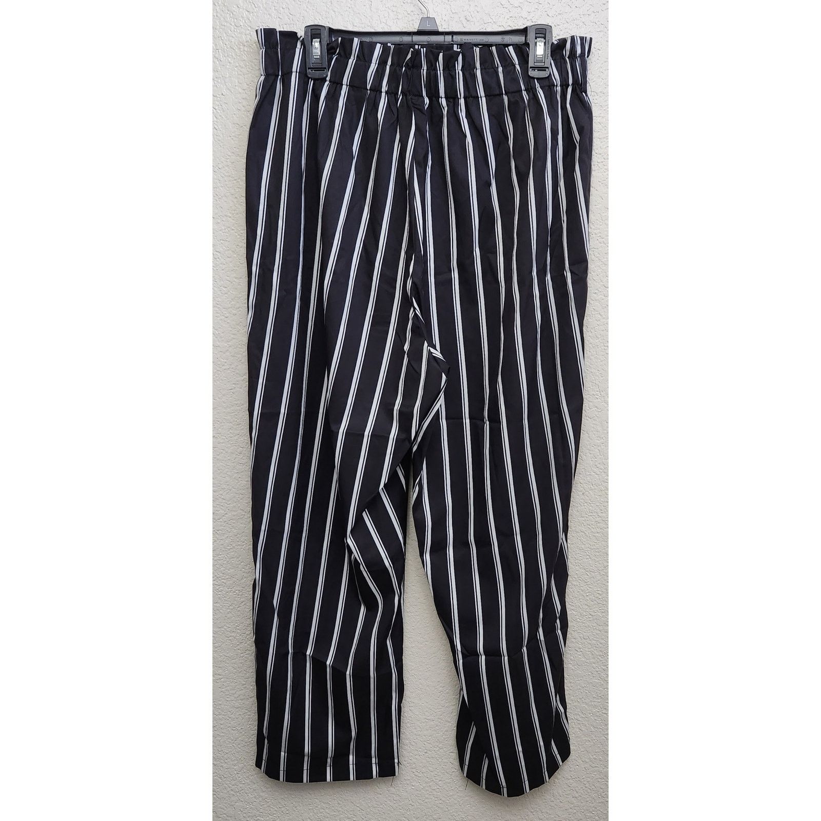 Shein Shein Black White Striped Curve Pull On Pleated Pants 1XL Size 32" / US 10 / IT 46 - 3 Thumbnail