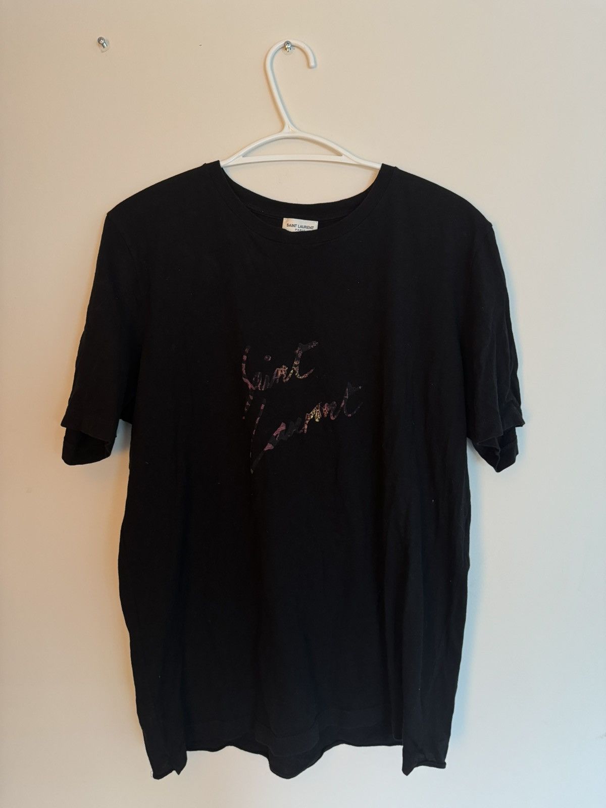 Saint Laurent Paris Saint Laurent Signature Logo T-Shirt Leopard