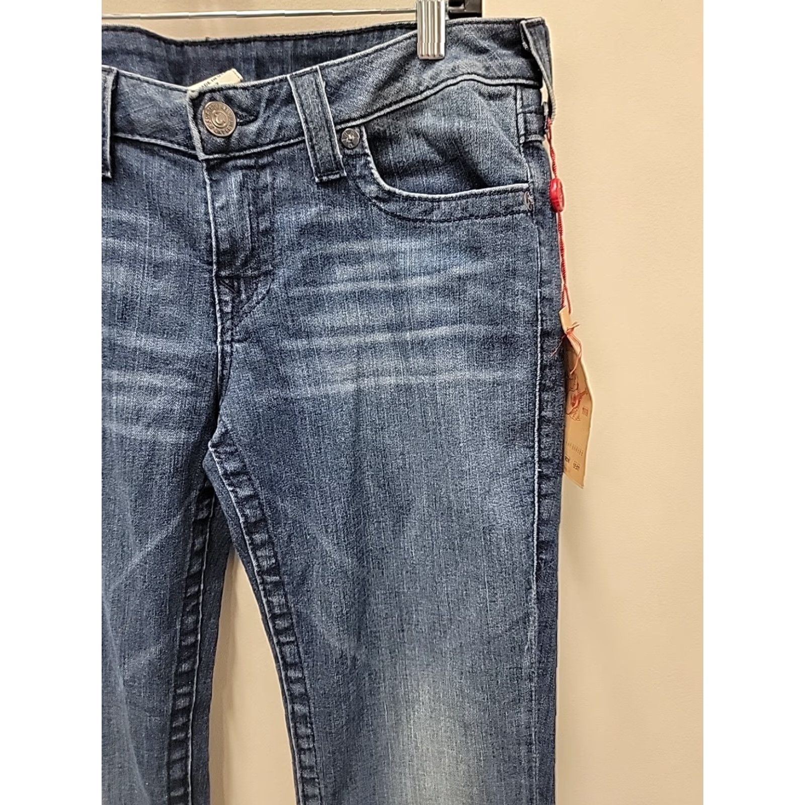 True Religion True Religion Jeans Women's Size 32 Billy Straight Leg Blue Denim Vintage: No, Regular Fit, 5-Pocket, Light Wash, Cotton Blend, 35x34.5 Size 24" / US 00 / IT 34 - 5 Thumbnail
