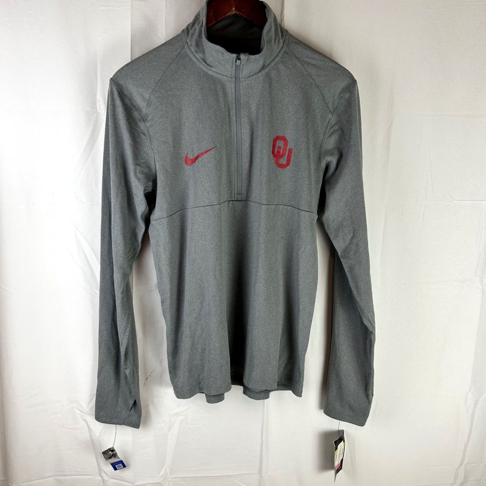 Nike Nike Oklahoma Sooners OU Pullover Men Small Grey Dri-FIT Quarter-Zip 926270-063 Size US S / EU 44-46 / 1 - 2 Thumbnail