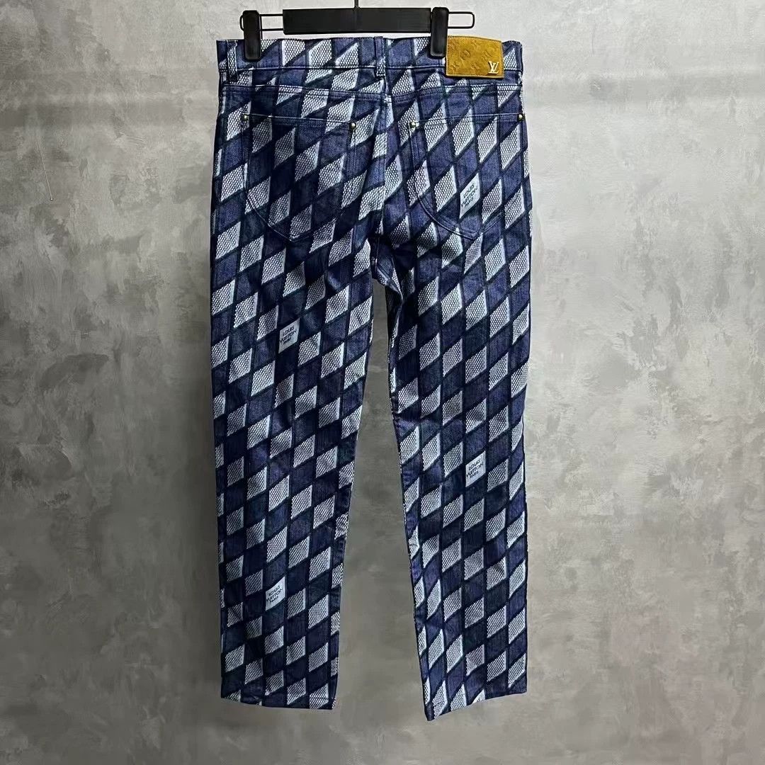 Louis Vuitton louis vuitton blue gray diamond pattern jeans Size US 30 / EU 46 - 3 Thumbnail