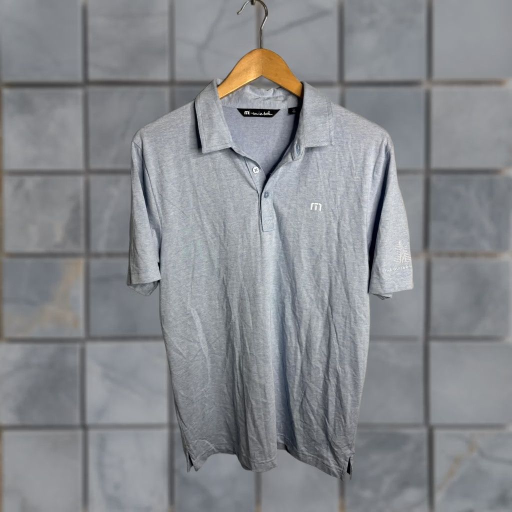 TravisMathew Travis Mathew Polo Shirt Mens Medium Blue Golf The Guitar Hotel Logo Pima Cotton Size US M / EU 48-50 / 2 - 1 Thumbnail