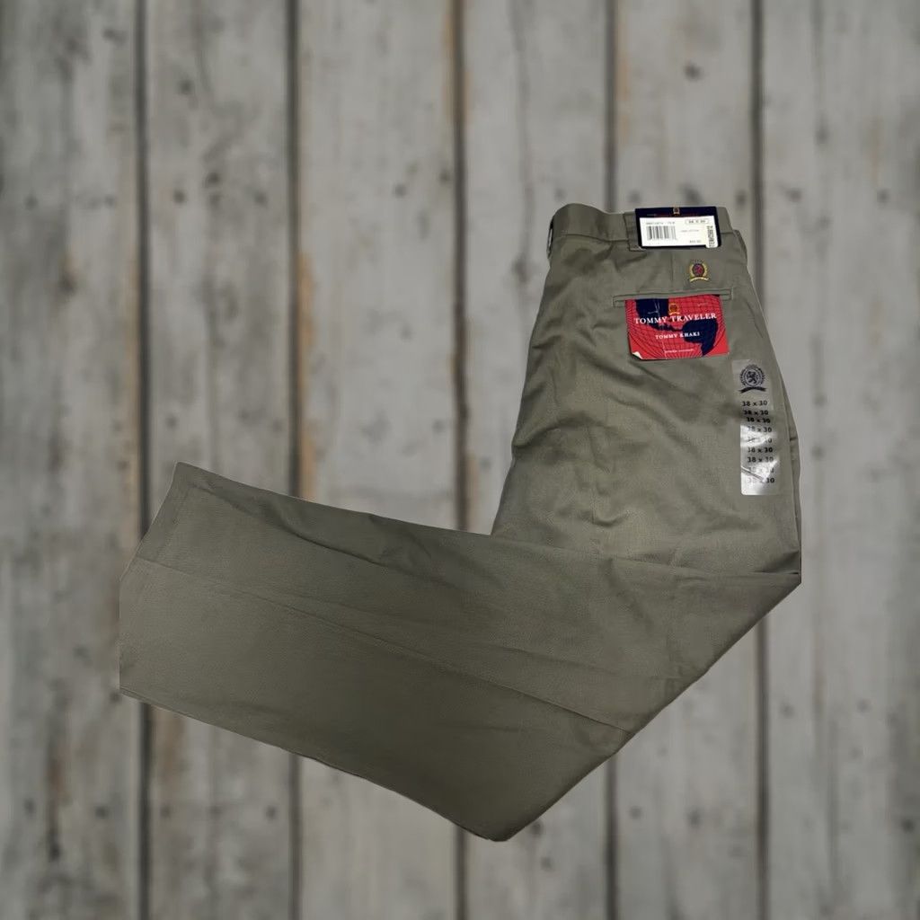 Tommy Hilfiger VINTAGE Tommy Hilfiger Traveler Green CHINOS TROUSERS Pleated Turn Up Mens 38x30 NWT Size US 38 / EU 54 - 1 Thumbnail