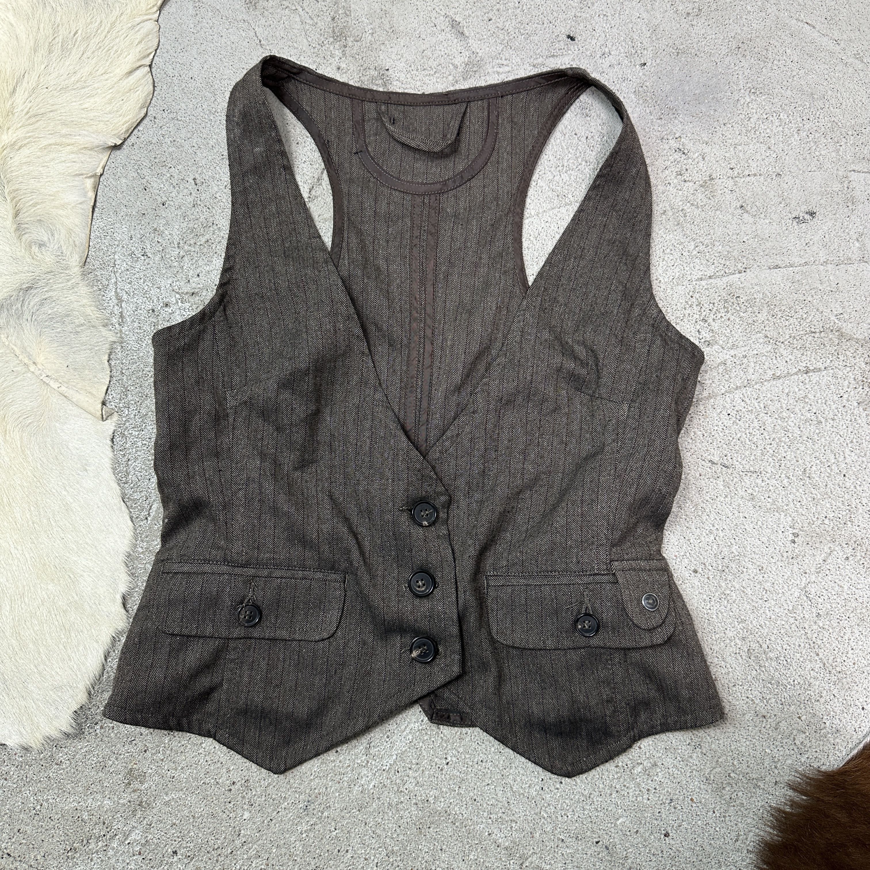 Vintage Vintage Avant Garde Office Siren Pinstripe Vest Y2K Size M / US 6-8 / IT 42-44 - 2 Thumbnail