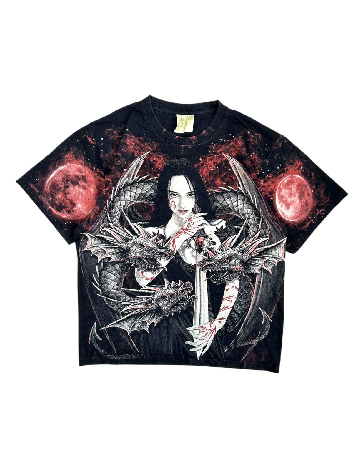 Other Vintage Women Warrior Dragon Y2K Overprint Rare Tee Shirt Size US M / EU 48-50 / 2 - 1 Thumbnail