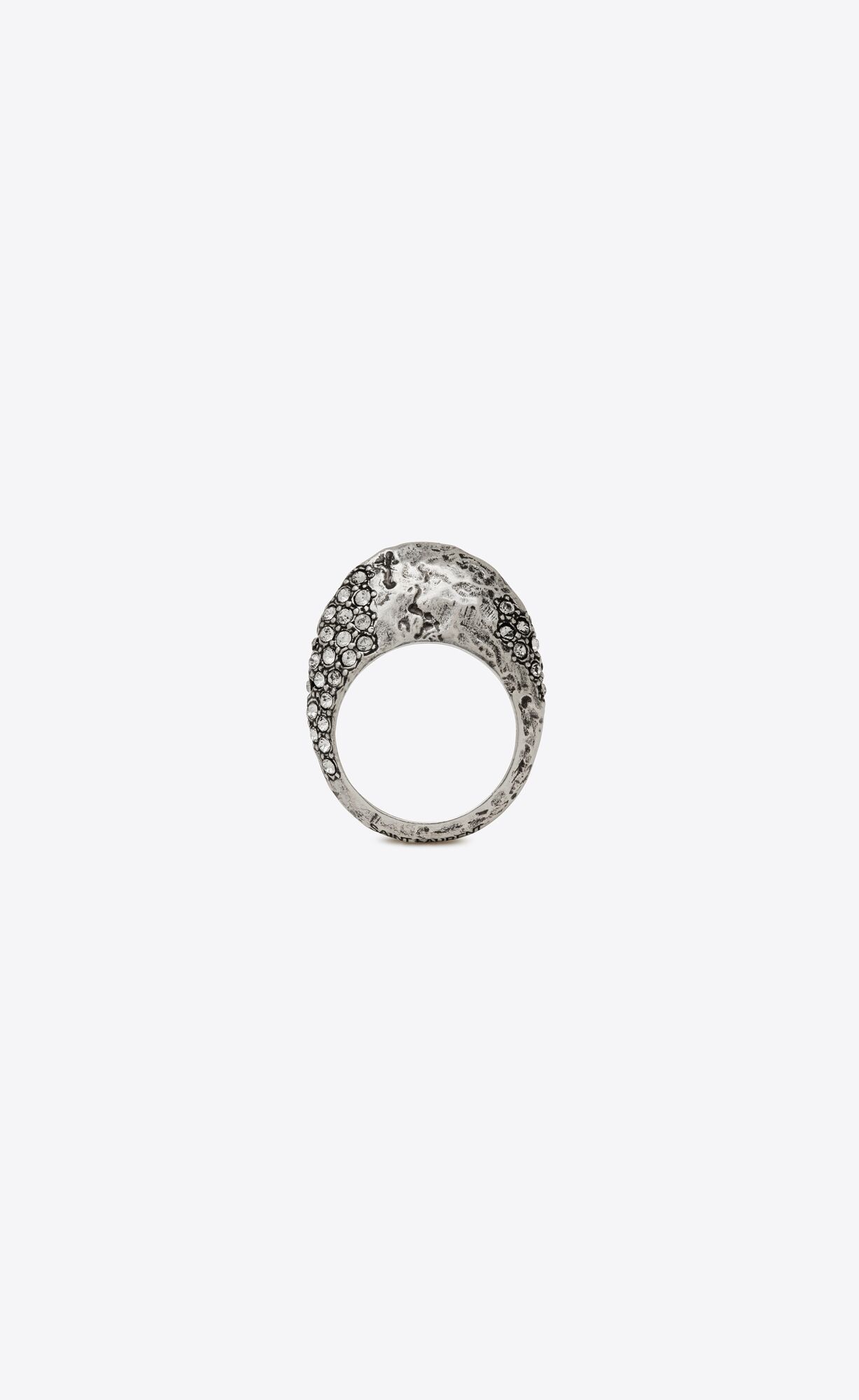Saint Laurent Paris o1b1hav111124 Size: OS / Bumpy Rhinestone Ring in Silver Size ONE SIZE - 1 Thumbnail