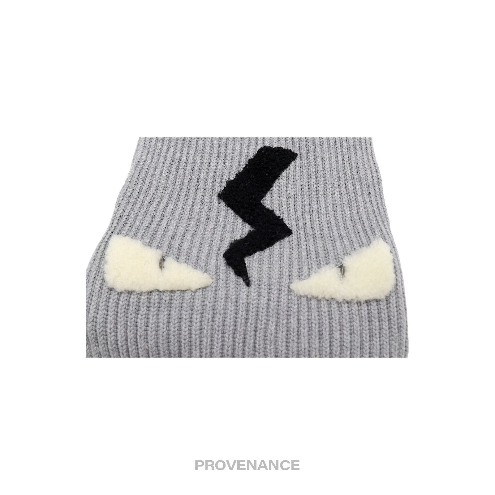 Fendi 🔴FENDI Eye Monster Wool Scarf - Grey Size ONE SIZE - 6 Thumbnail