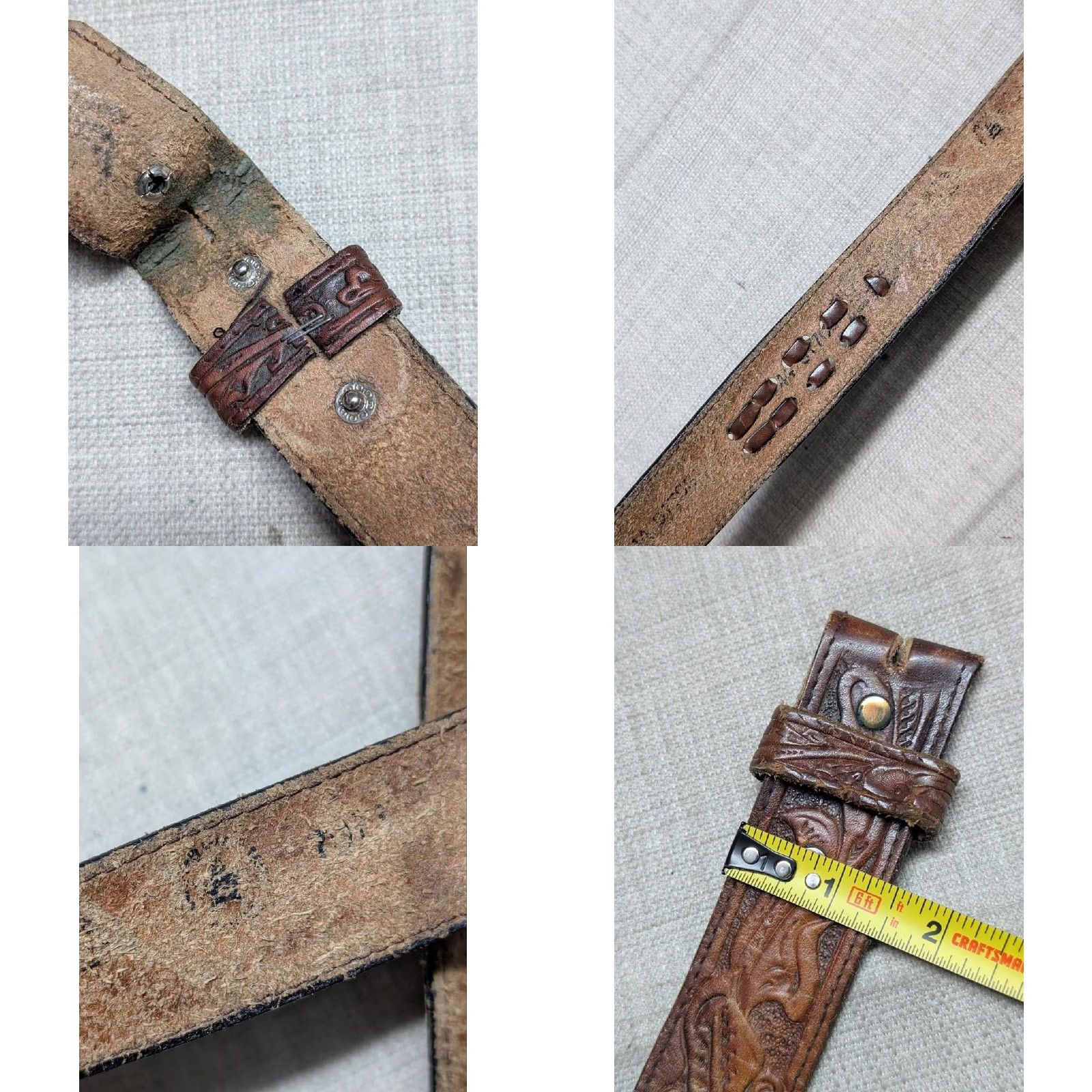 Vintage VINTAGE Silver Creek belt western belt Tooled cowhide leather 42 brown USA Made 42/43 Buckle Western Mens Size 42 - 8 Thumbnail