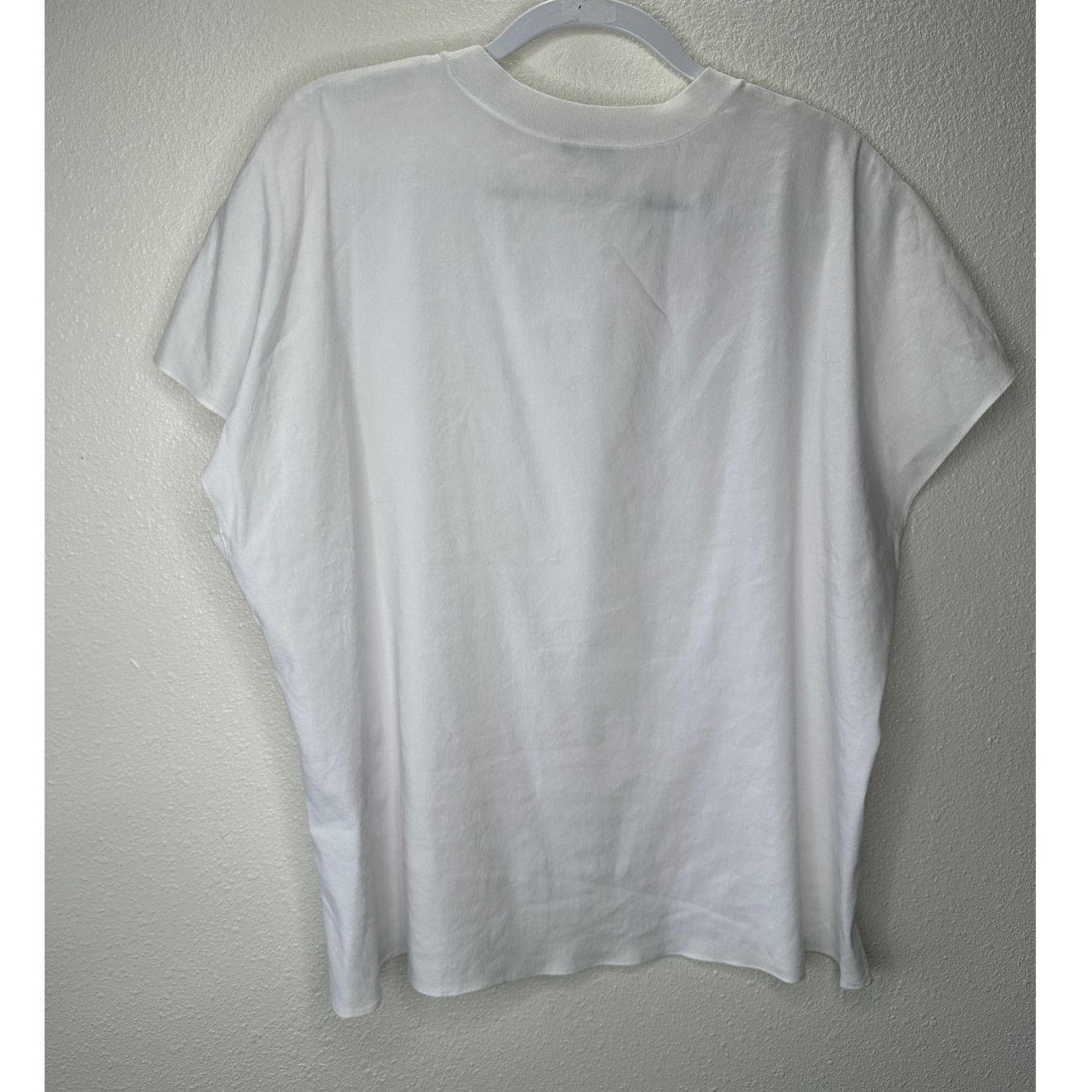Vince Vince White Linen Round Neck Cap Sleeve Side Slit Tee Top L Size L / US 10 / IT 46 - 11 Thumbnail
