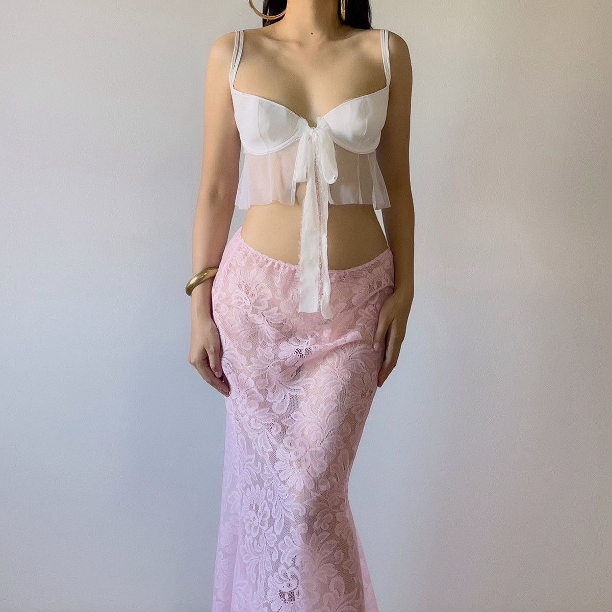 Victoria's Secret VS White Mesh Bustier (Medium) Size M / US 6-8 / IT 42-44 - 1 Thumbnail