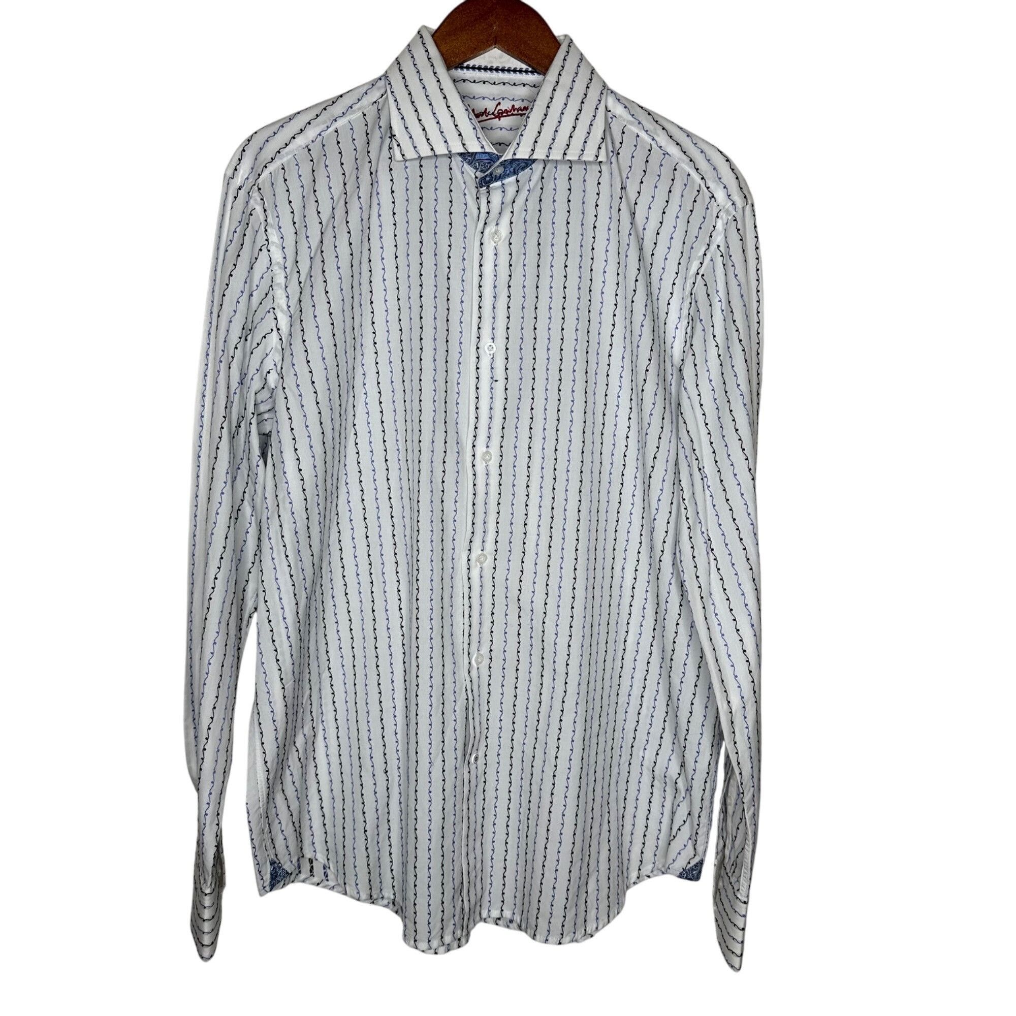 Robert Graham Robert Graham button down Striped white Shirt Sz L/XL Size US XL / EU 56 / 4 - 1 Thumbnail