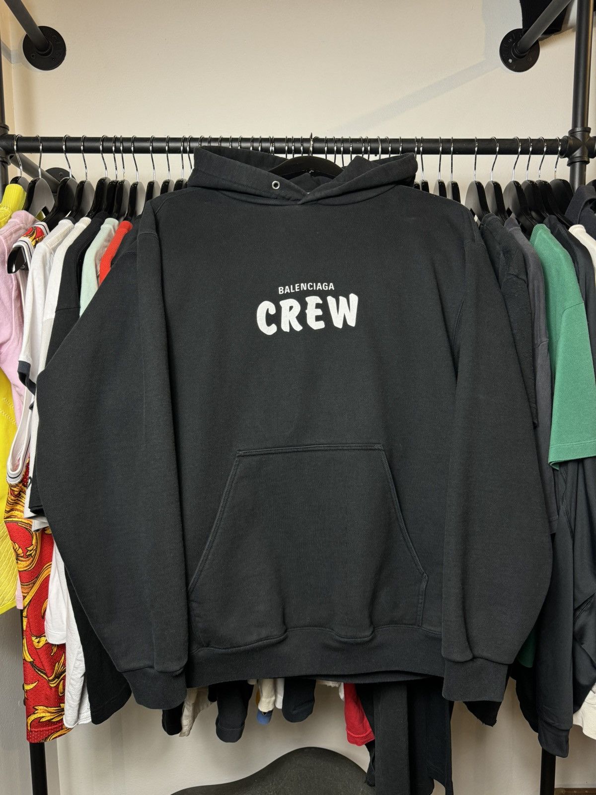 Balenciaga Balenciaga Crew Logo Spellout Black Hoodie Size US M / EU 48-50 / 2 - 2 Thumbnail