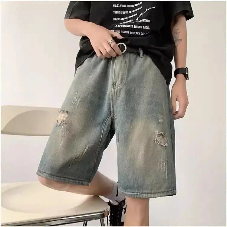 Japanese Brand Retro straight leg distressed jeans Size US 32 / EU 48 - 4 Thumbnail