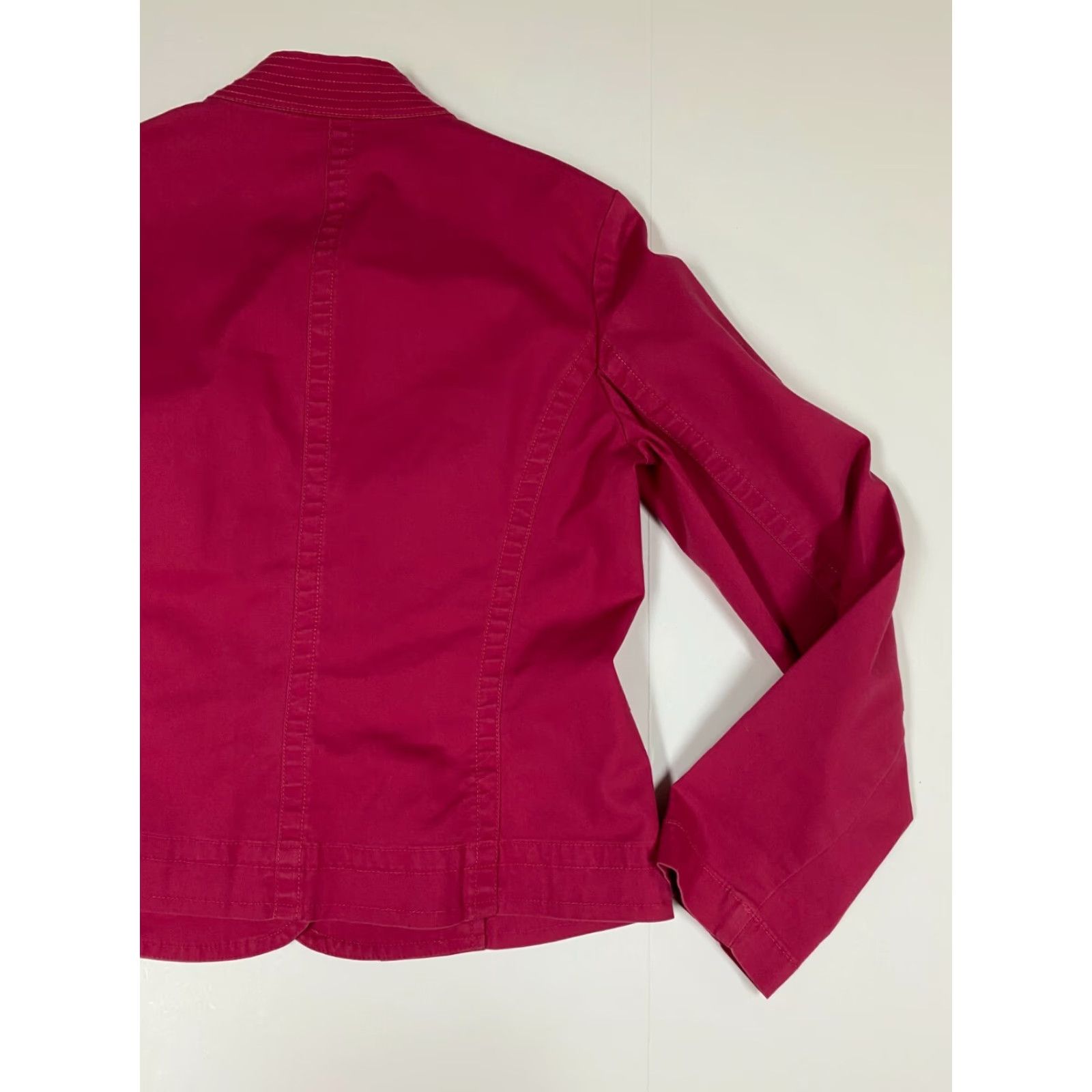 Talbots Talbots Blazer Jacket Womens 4 Pink Stretch Button Cotton Canvas Classic Casual Mid-Length Size S / US 4 / IT 40 - 7 Thumbnail