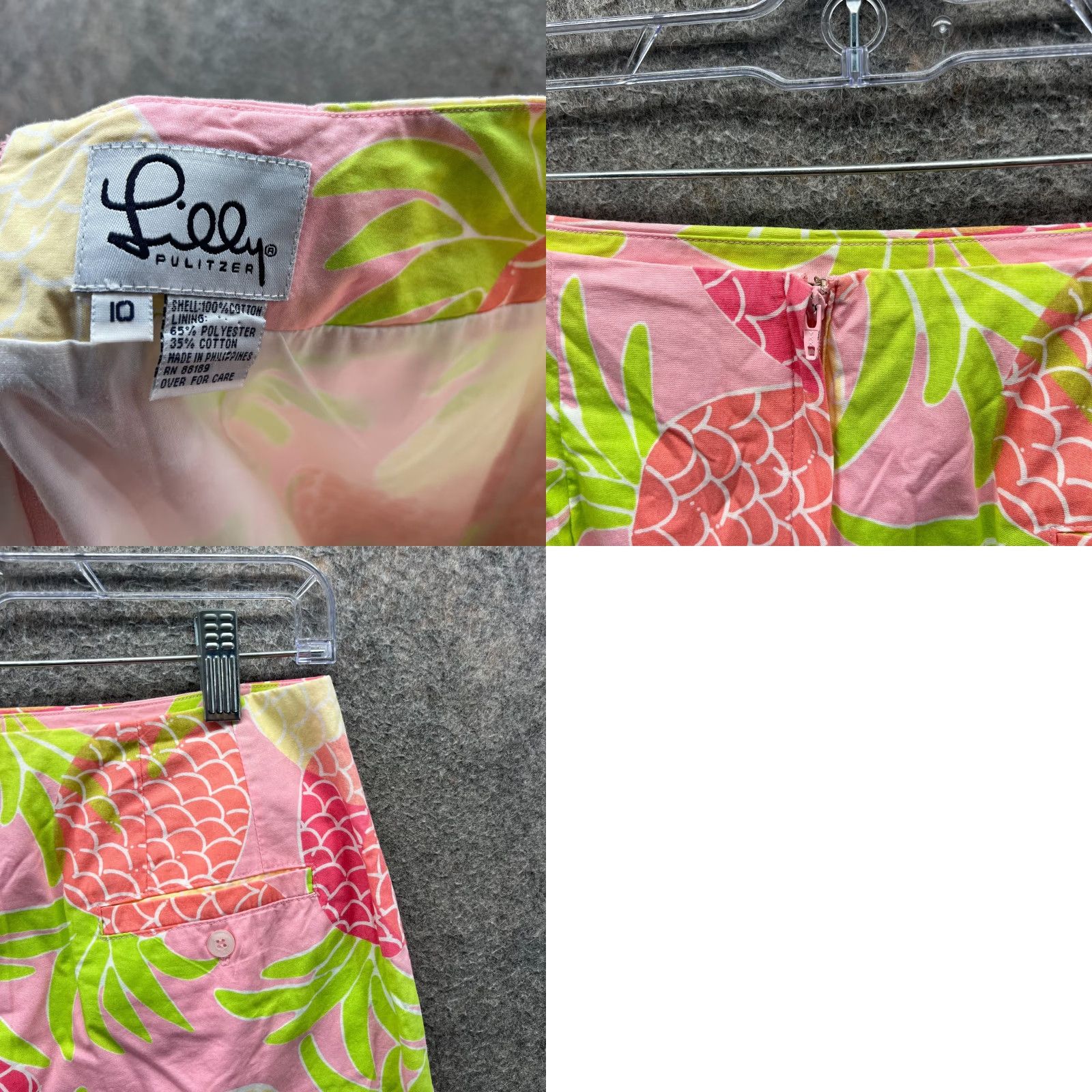Lilly Pulitzer VINTAGE Lilly Pulitzer Skirt Womens 10 Pink Green Pineapple Print Cotton Pencil Regular Short Women Mens Size 32" / US 10 / IT 46 - 8 Thumbnail
