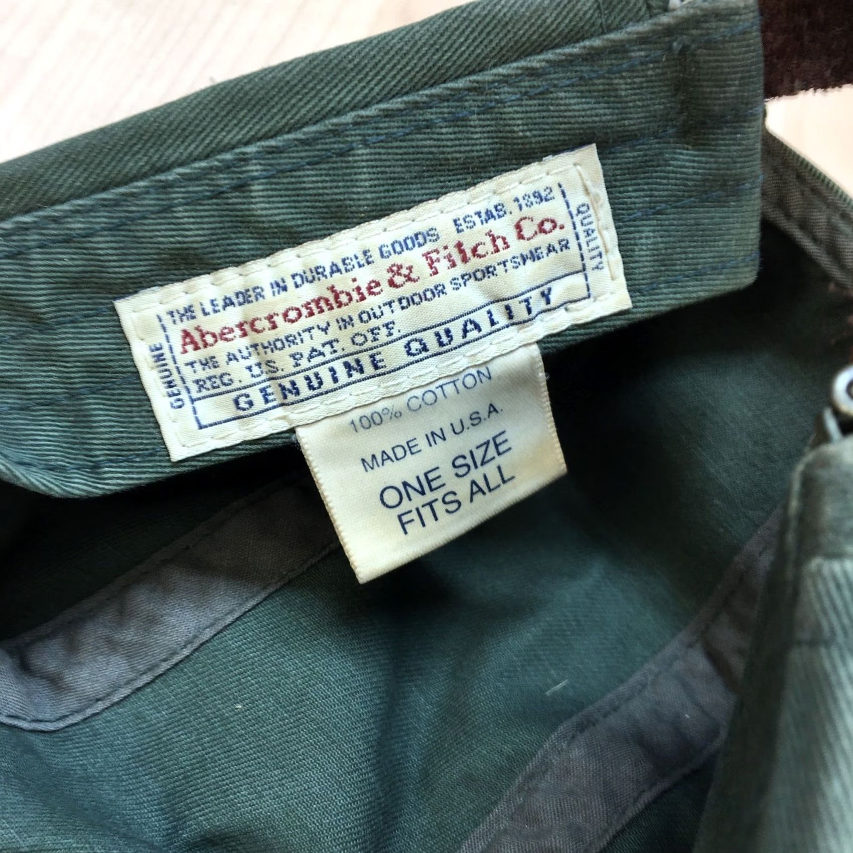 Abercrombie & Fitch VINTAGE Abercrombie & Fitch 5 Panel Camp Hat Adult OS USA Made OD Green Leather Hat Size ONE SIZE - 7 Thumbnail
