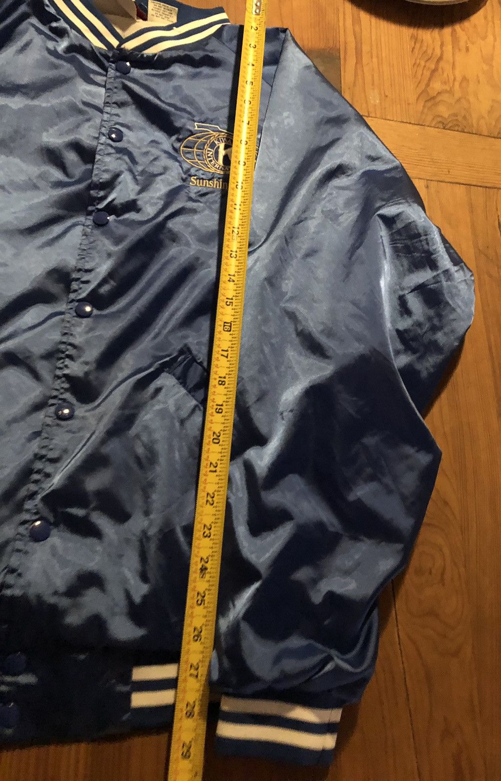 Vintage Vintage 90s Blue & Gold Varsity Bomber Jacket S/L Size US L / EU 52-54 / 3 - 10 Thumbnail
