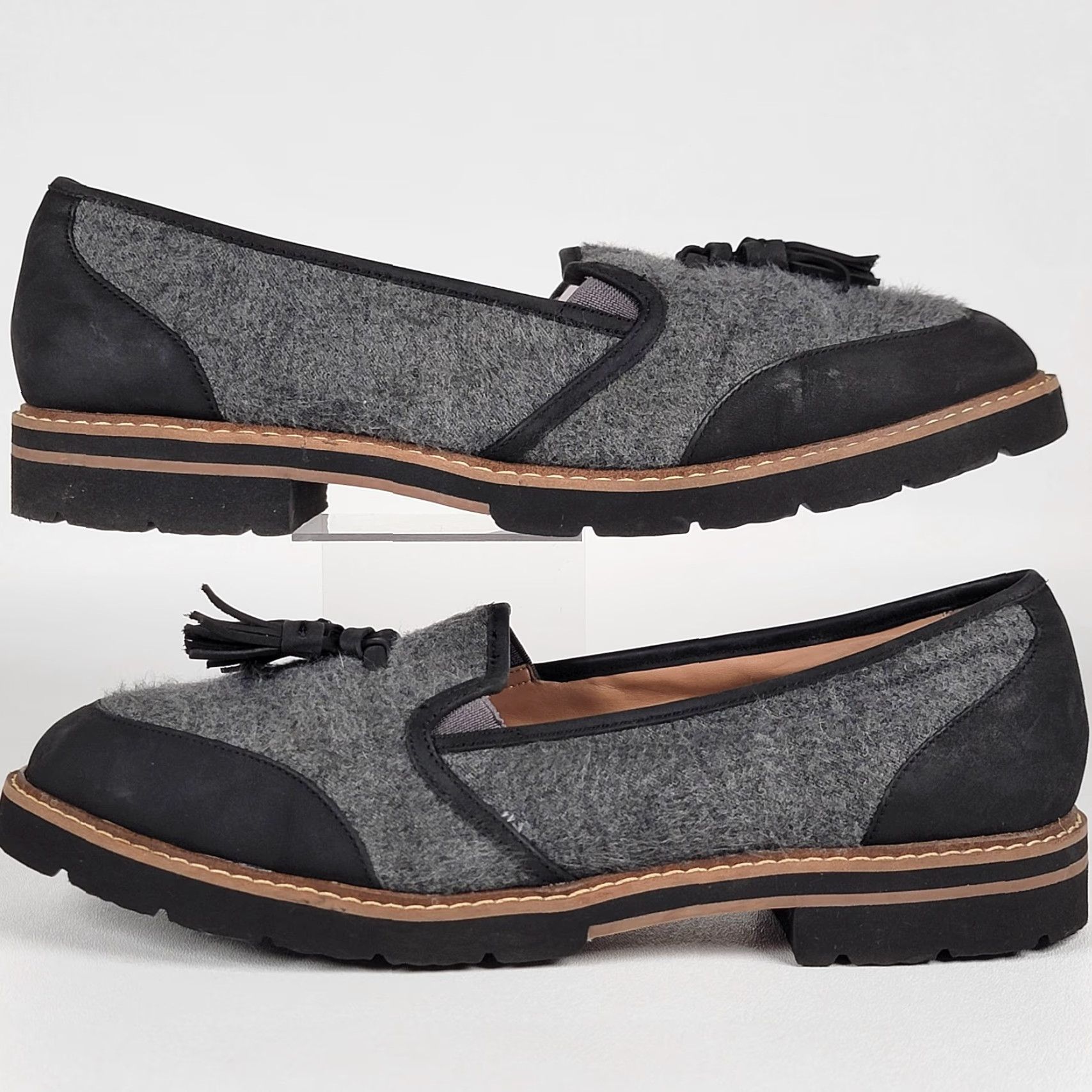 Vintage Aerosoles Women's Pen Name Kiltie Loafer Black & Grey Tasseled Slip On Flat Size US 10 / IT 40 - 5 Thumbnail