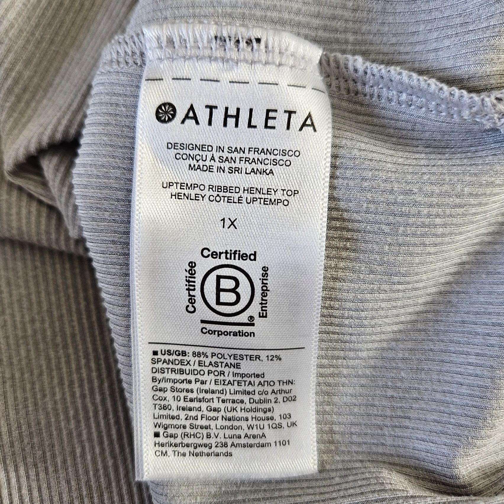 Athleta Athleta Womens Uptempo Ribbed Henley Top Sz 1X Gray Long Sleeve Size XL / US 12-14 / IT 48-50 - 4 Thumbnail