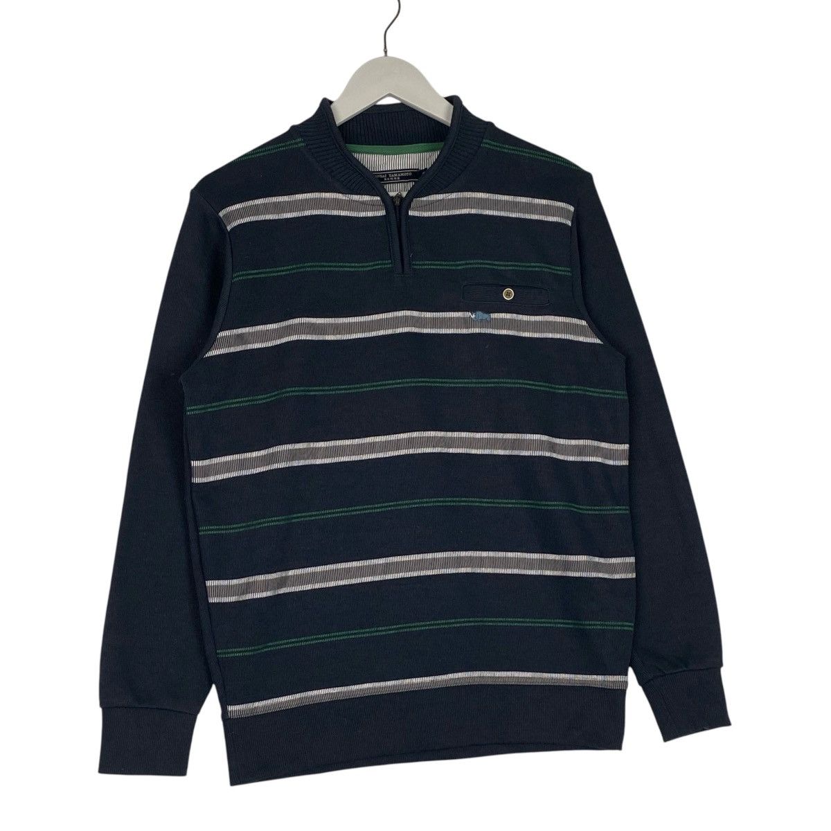 Kansai Yamamoto × Vintage Vintage Kansai Yamamoto Quater Zip Sweatshirt Navy Blue Size US M / EU 48-50 / 2 - 2 Thumbnail