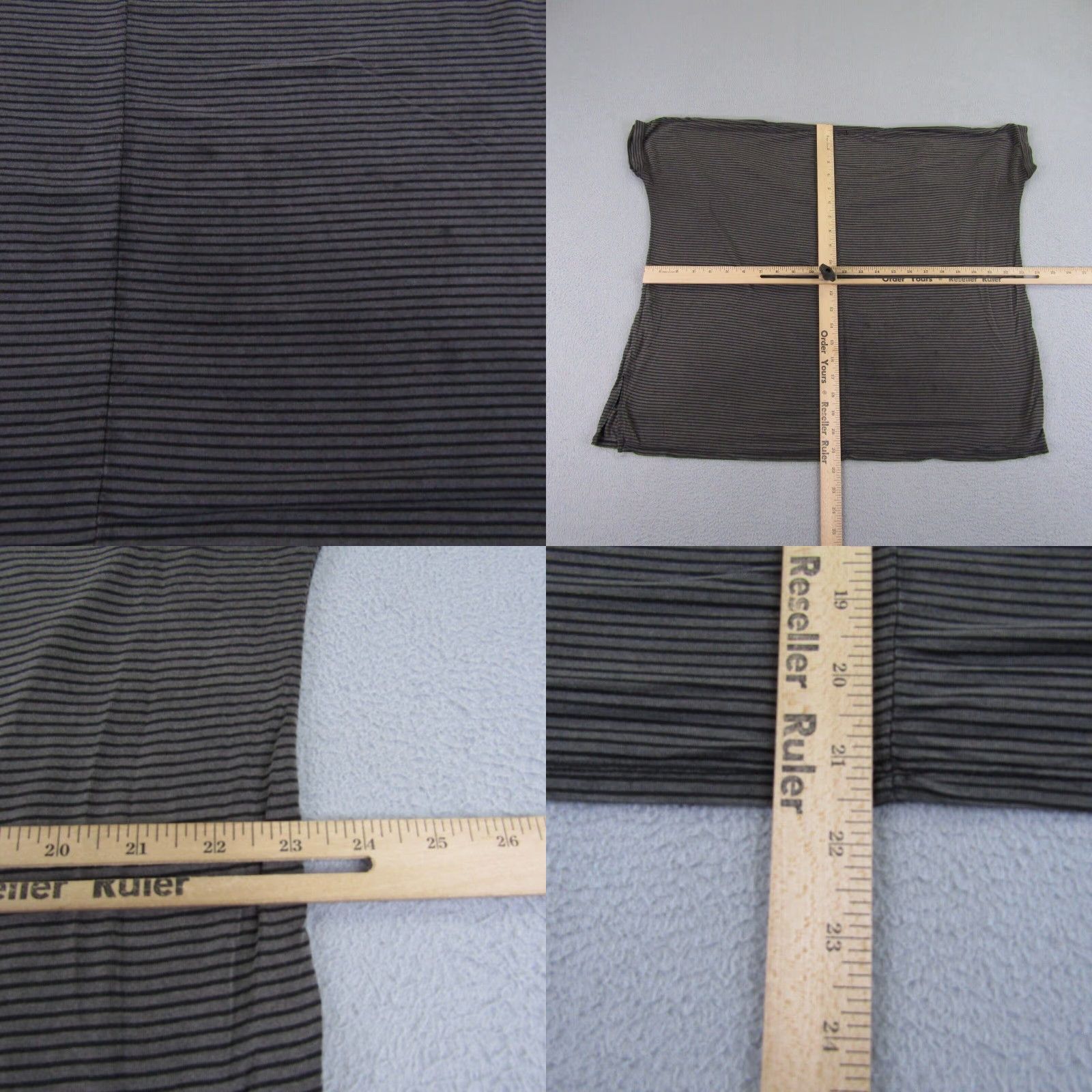 Brandy Melville Brandy Melville Shirt Womens One Size Gray Black Stripes V Neck Top Stretchy T-Shirt Size ONE SIZE - 8 Thumbnail
