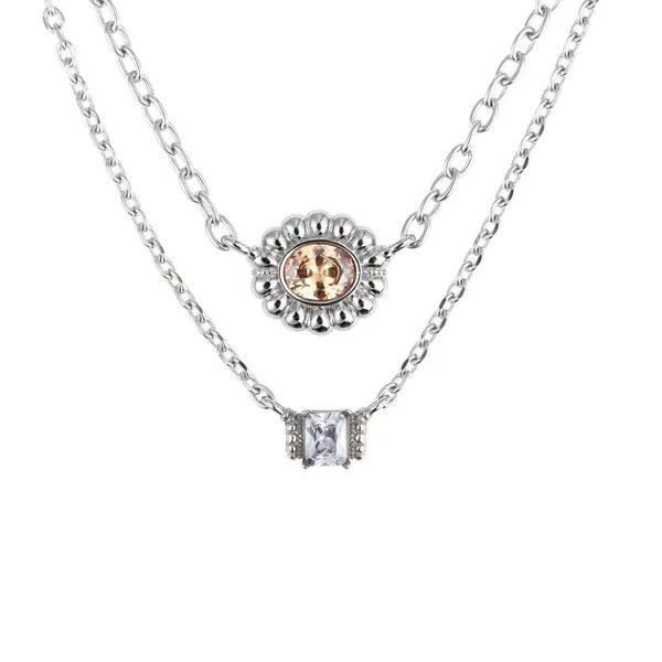 Jewelry Diamond Pendant Necklace – Round Gem, Layered Chain Size ONE SIZE - 5 Thumbnail
