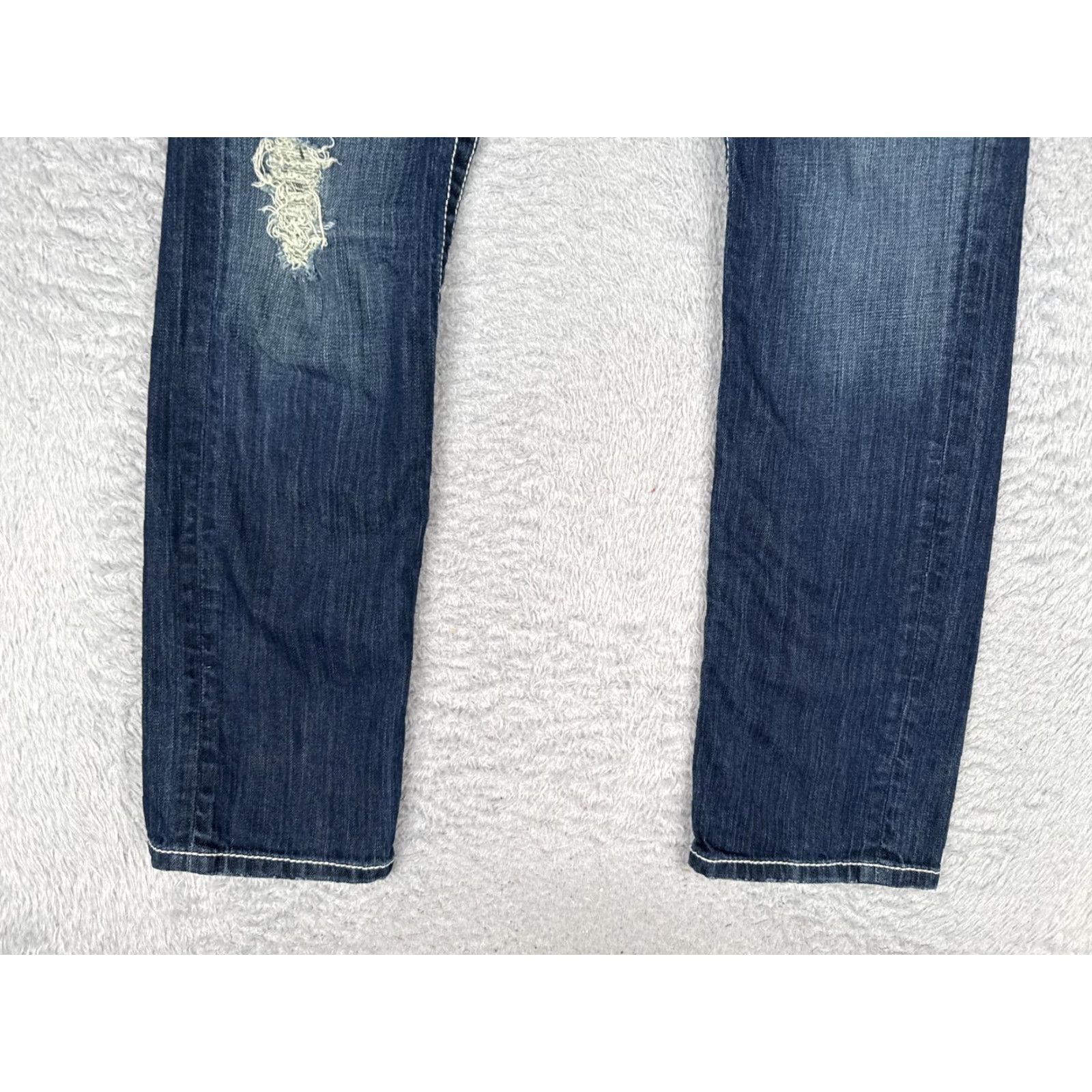Vintage BKE Payton Jeans Women 26R Blue Medium Wash Straight Distressed 5-Pocket Denim Regular 30in Inseam 26x30 Size 26" / US 2 / IT 38 - 3 Thumbnail