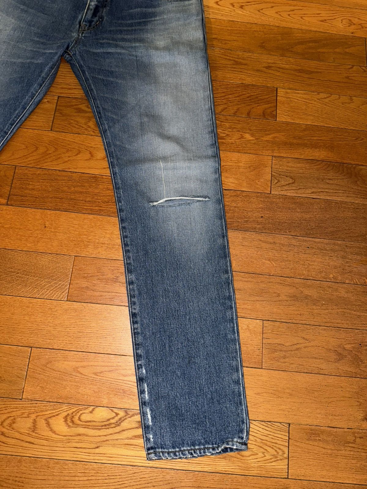Saint Laurent Paris Saint Laurent 2015 Blue Knee Slit Jeans Size 33 Surf D10 Size US 33 - 3 Thumbnail