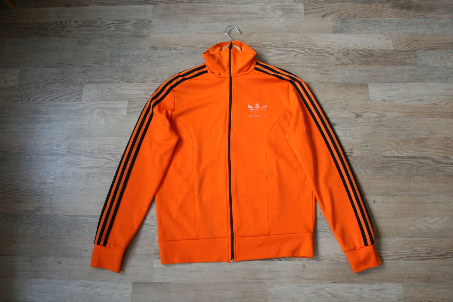 Vintage 1970s Adidas Orange Tracksuit Tract Top Jacket