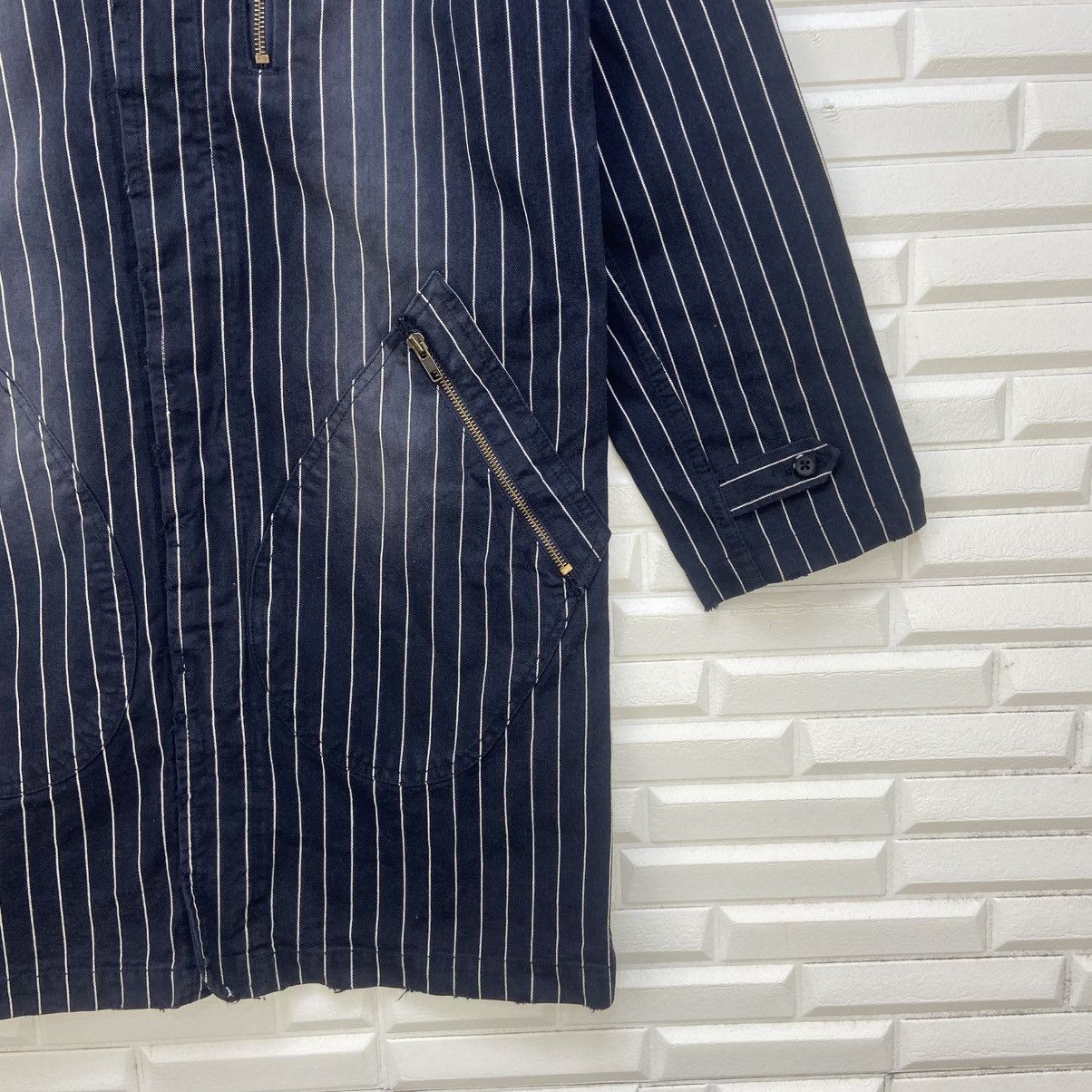 Japanese Brand Japanese Brand Thanx God Stripes Distressed Denim Jacket Size US S / EU 44-46 / 1 - 6 Thumbnail