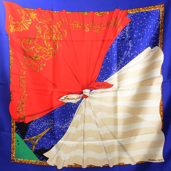 Hermes Hermes Hermes Silk Scarf Carré 90 Souvenirs de Paris Canvas Scarf 70620 in Great Condition Size ONE SIZE - 1 Thumbnail