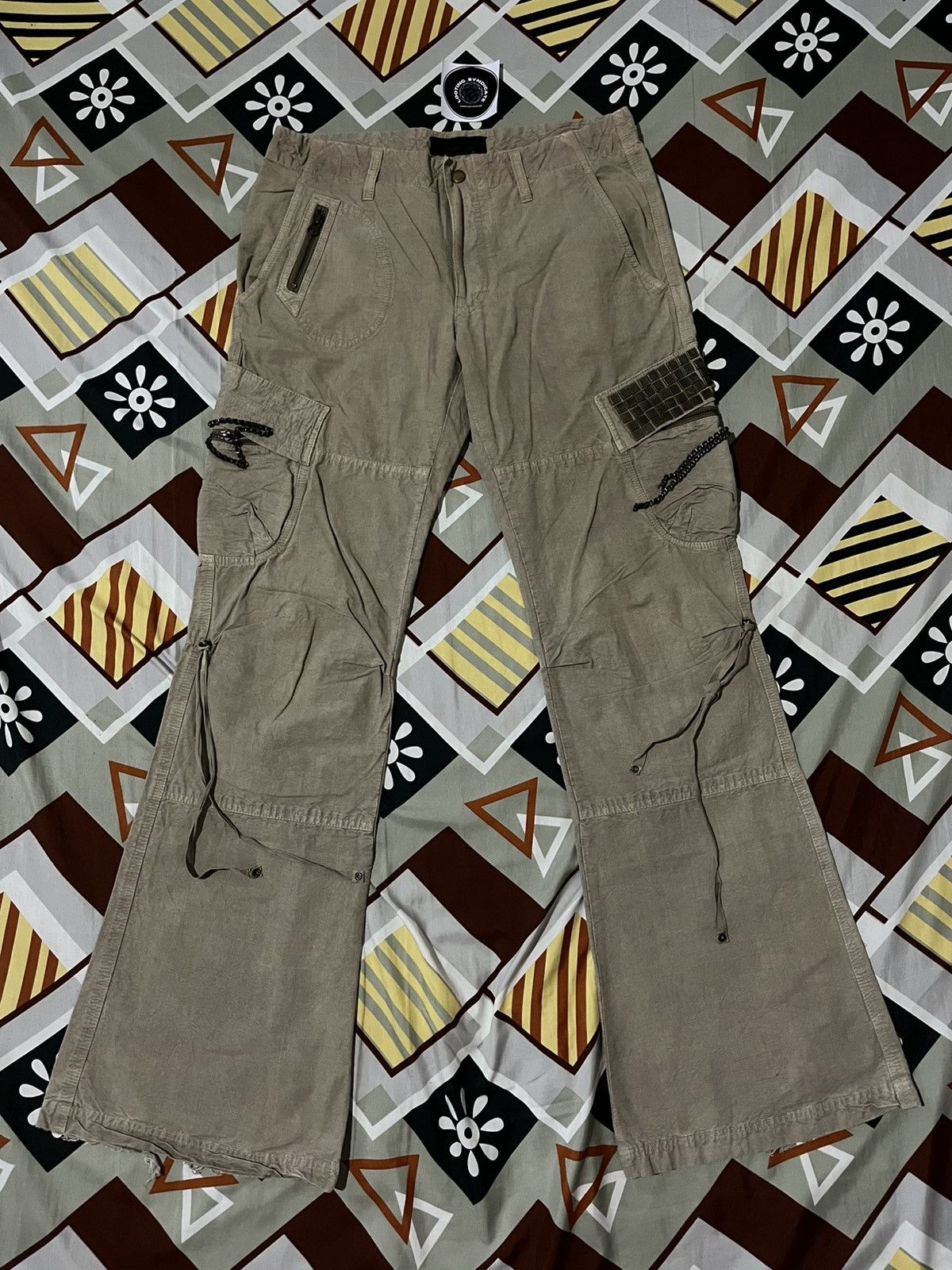 Japanese Brand Halb Kiminori Morishita Cargo Flare Canvas Pants Size US 31 - 1 Thumbnail