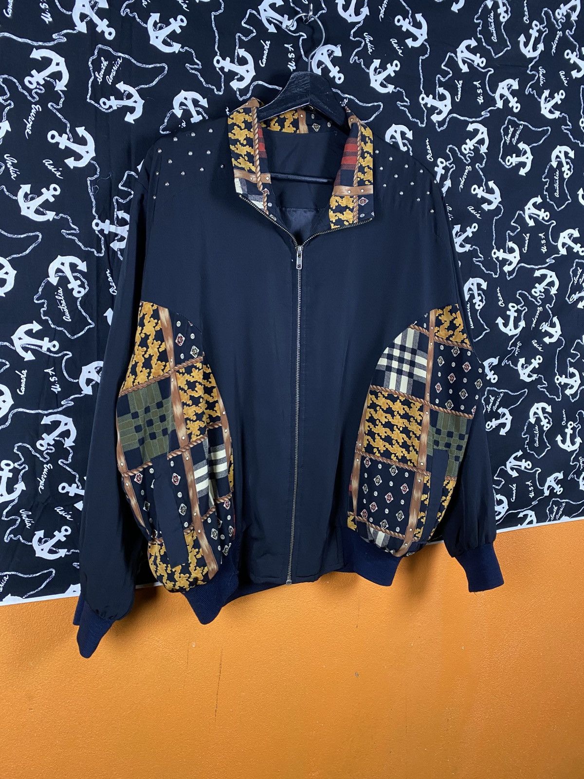 Vintage Vintage Patchwork Bomber Jacket with Zip Front Ribbed Cuffs Size US L / EU 52-54 / 3 - 5 Thumbnail