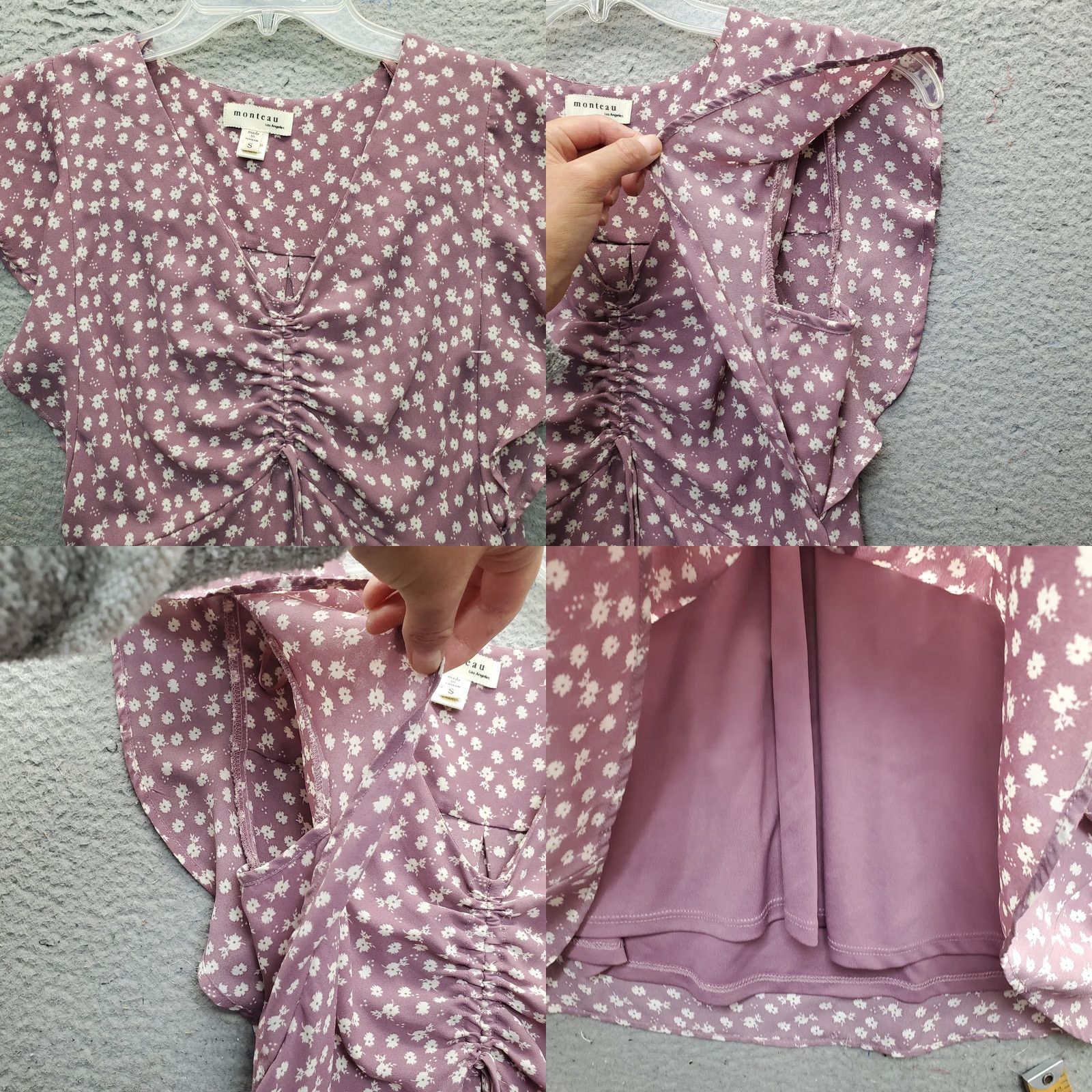 Vintage Monteau Dress Womens Small Multi Floral V-Neck Ruffle Twist Front A-Line Lined Size S / US 4 / IT 40 - 8 Thumbnail