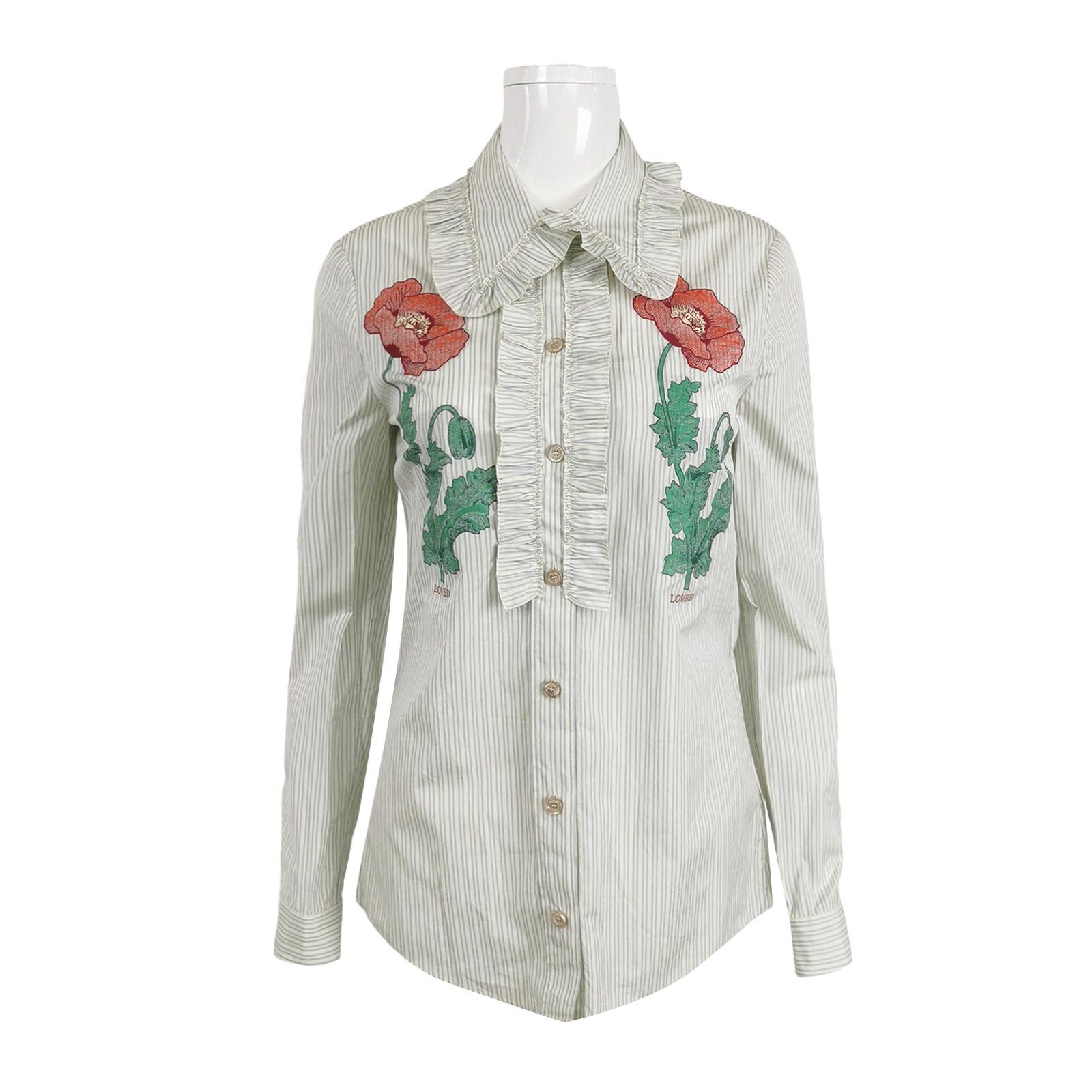 Gucci Gucci Floral Stripe Ruffle Blouse IT 40 Size S / US 4 / IT 40 - 1 Thumbnail