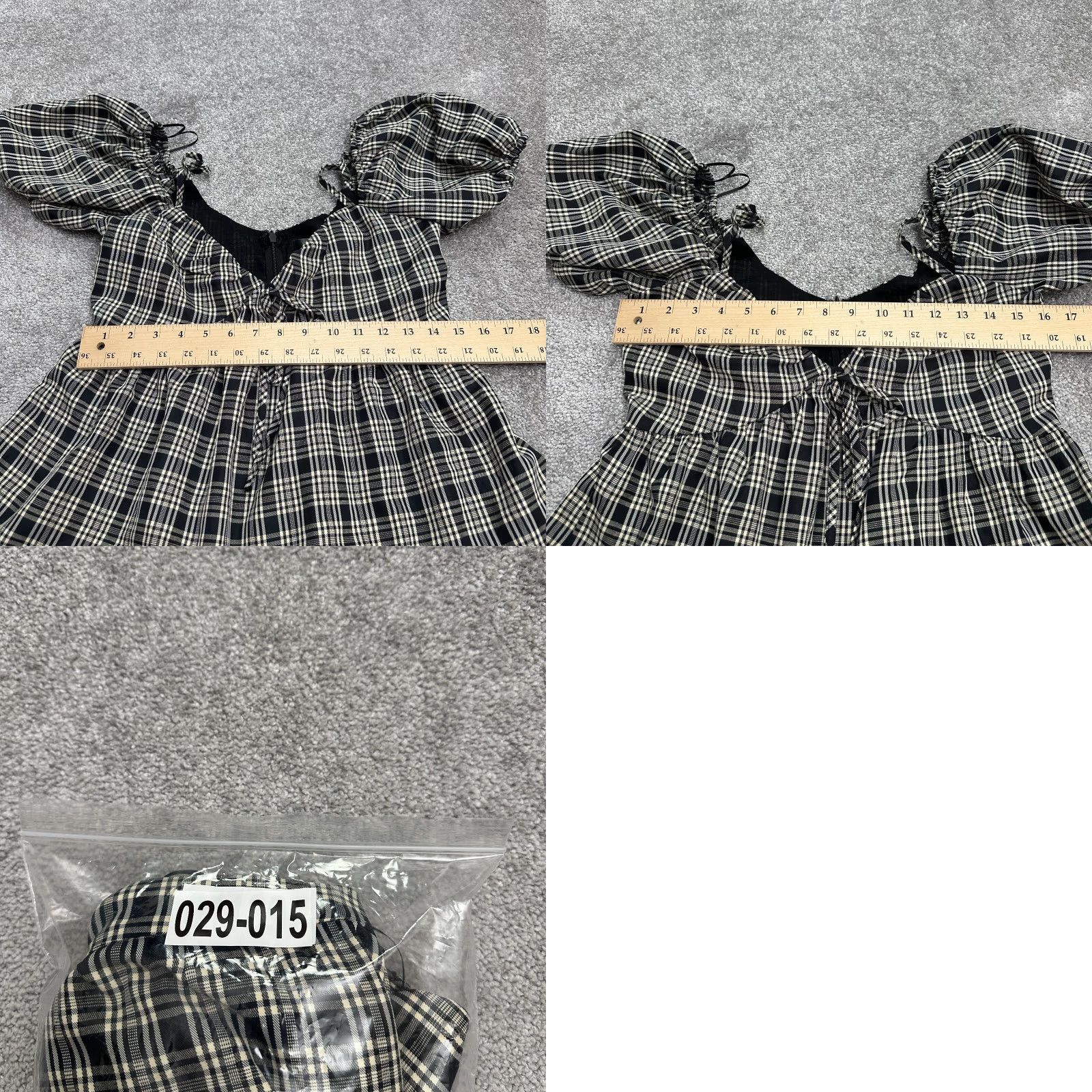 AQUA Aqua By Bloomingdale's Dress Small Black White Plaid Puff Sleeve Mini Womens Size S / US 4 / IT 40 - 8 Thumbnail