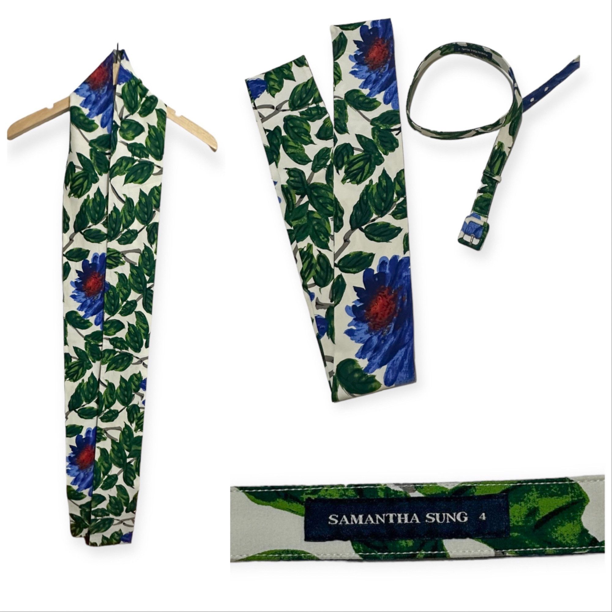 Samantha Sung Samantha Sung Rachel A-Line Dress, Blue, Green floral print, Size S / US 4 / IT 40 - 12 Thumbnail
