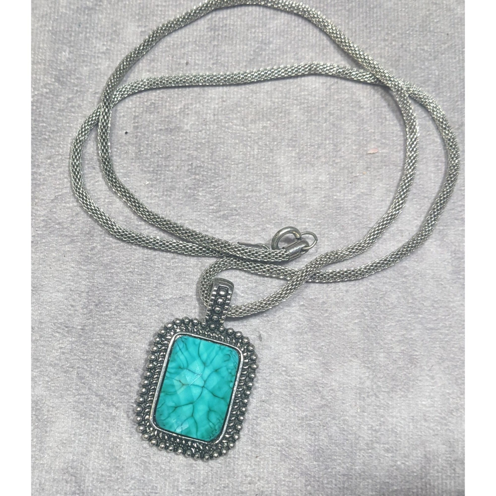 Other Funky Faceted Turquoise Tone Pendant Necklace Size ONE SIZE - 6 Thumbnail