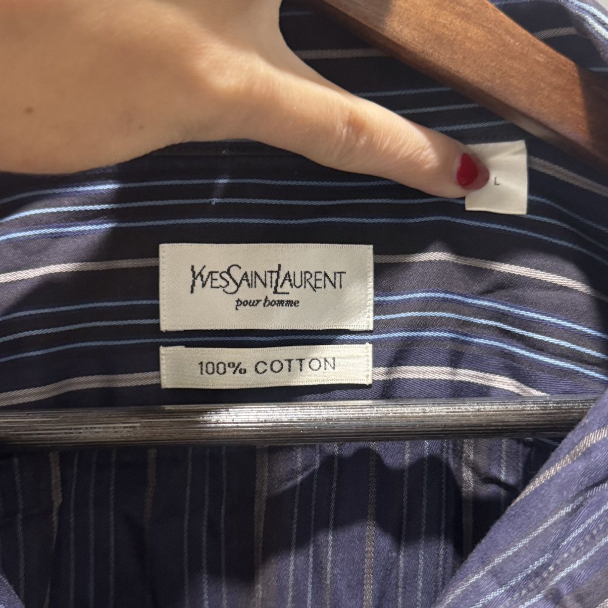 Yves Saint Laurent Yves Saint Laurent pour homme blue stripe button up Size US L / EU 52-54 / 3 - 2 Thumbnail