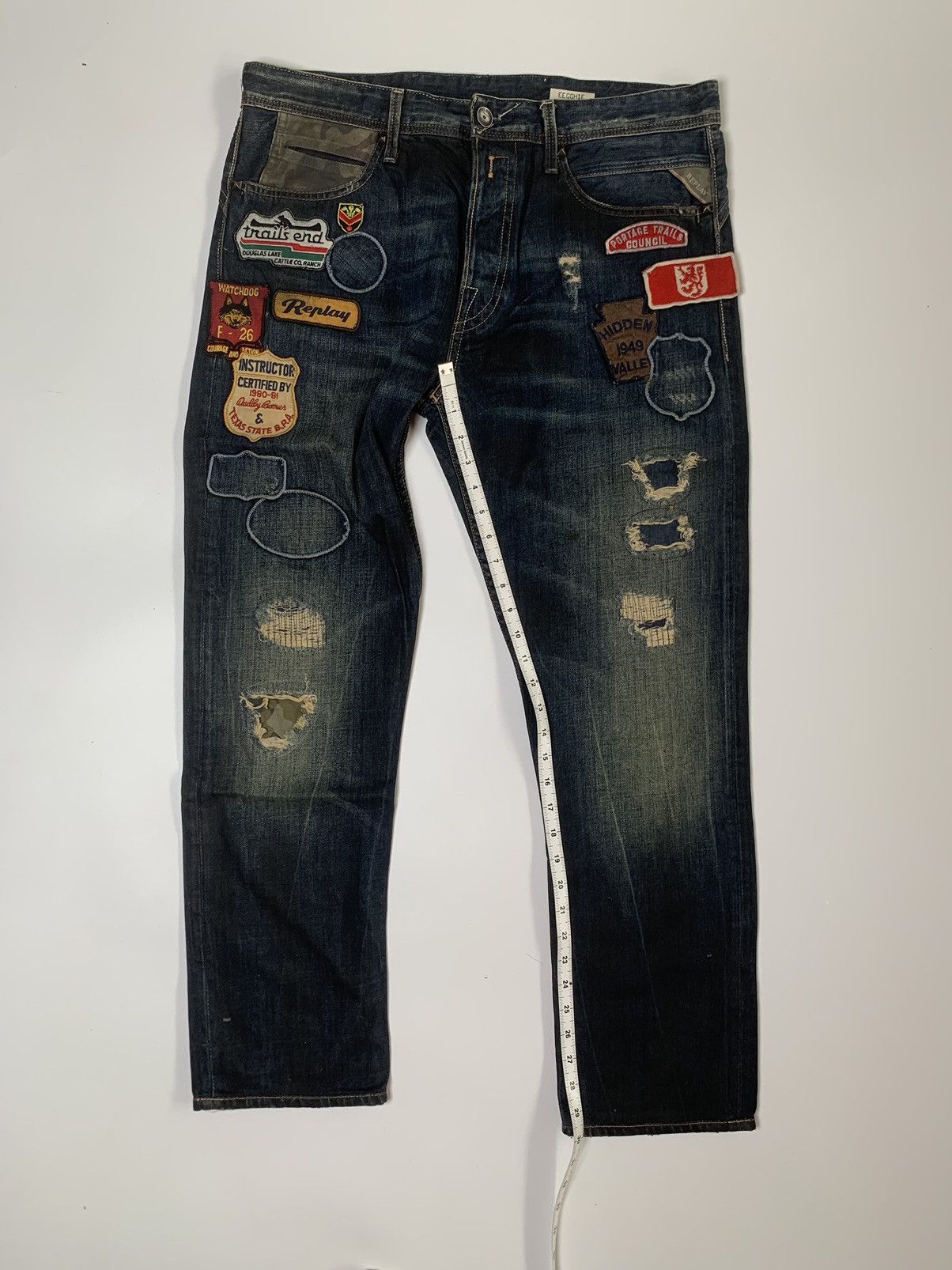 Replay 👽 Replay with patch distressed mudmax denim👽 Size US 33 - 15 Thumbnail