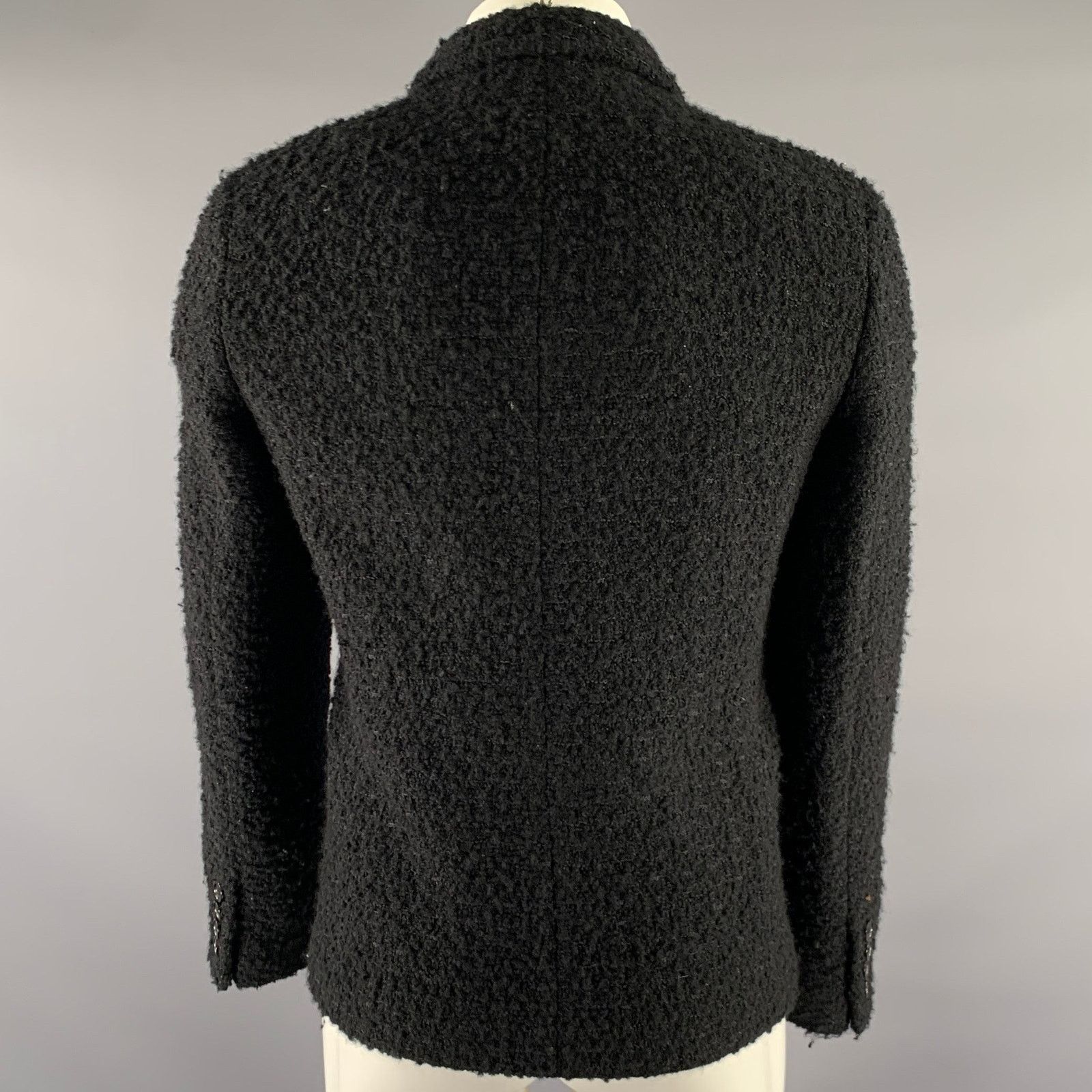 Saint Laurent Paris SAINT LAURENT Size M Black Tweed Wool Polyamide Coat Size 40R - 4 Thumbnail