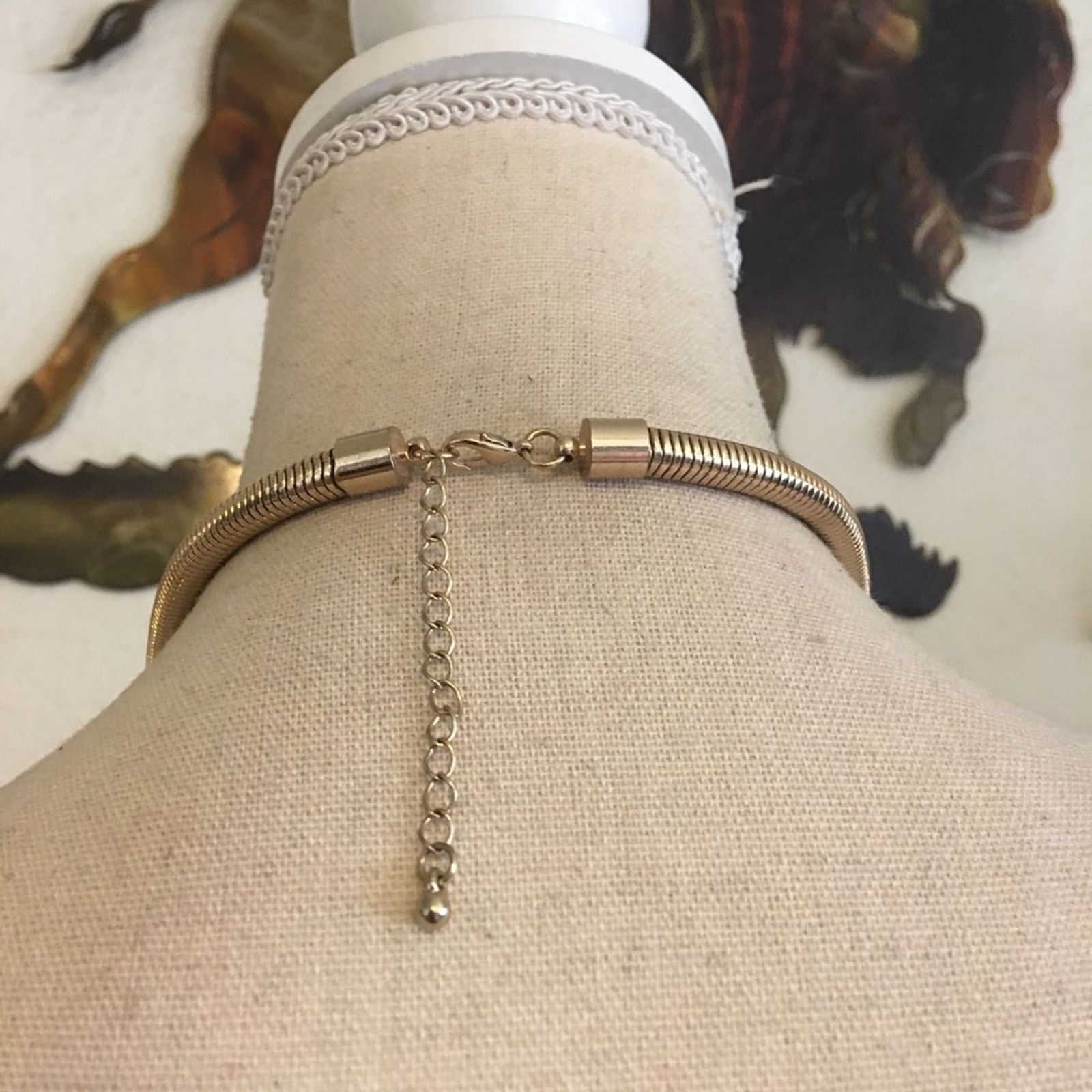 Jewelry Large crystal gold tone snake chain coil necklace Size ONE SIZE - 5 Thumbnail